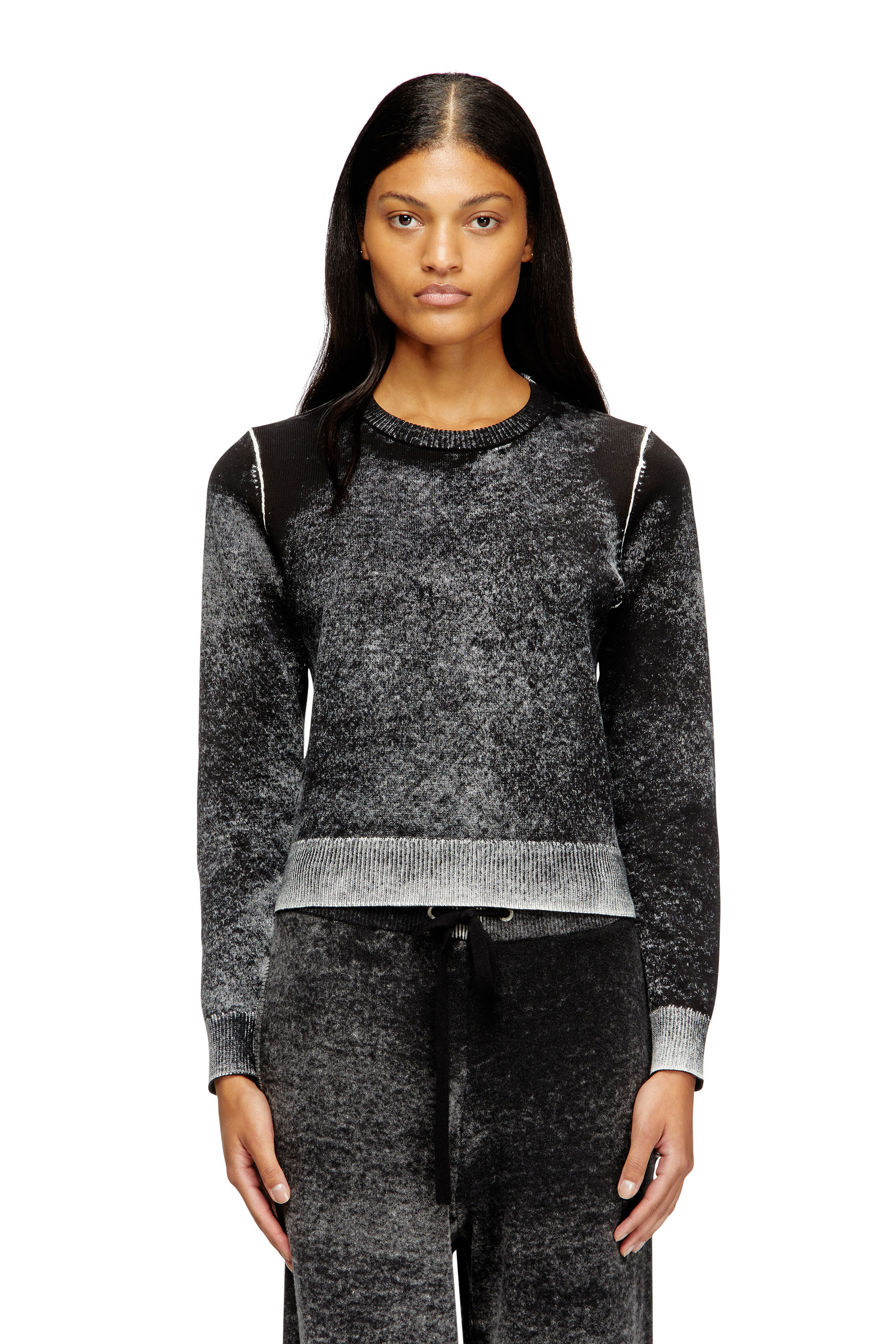 Diesel - M-LOVRE, Female's Jumper with faded reverse print in Grey/Black - 1