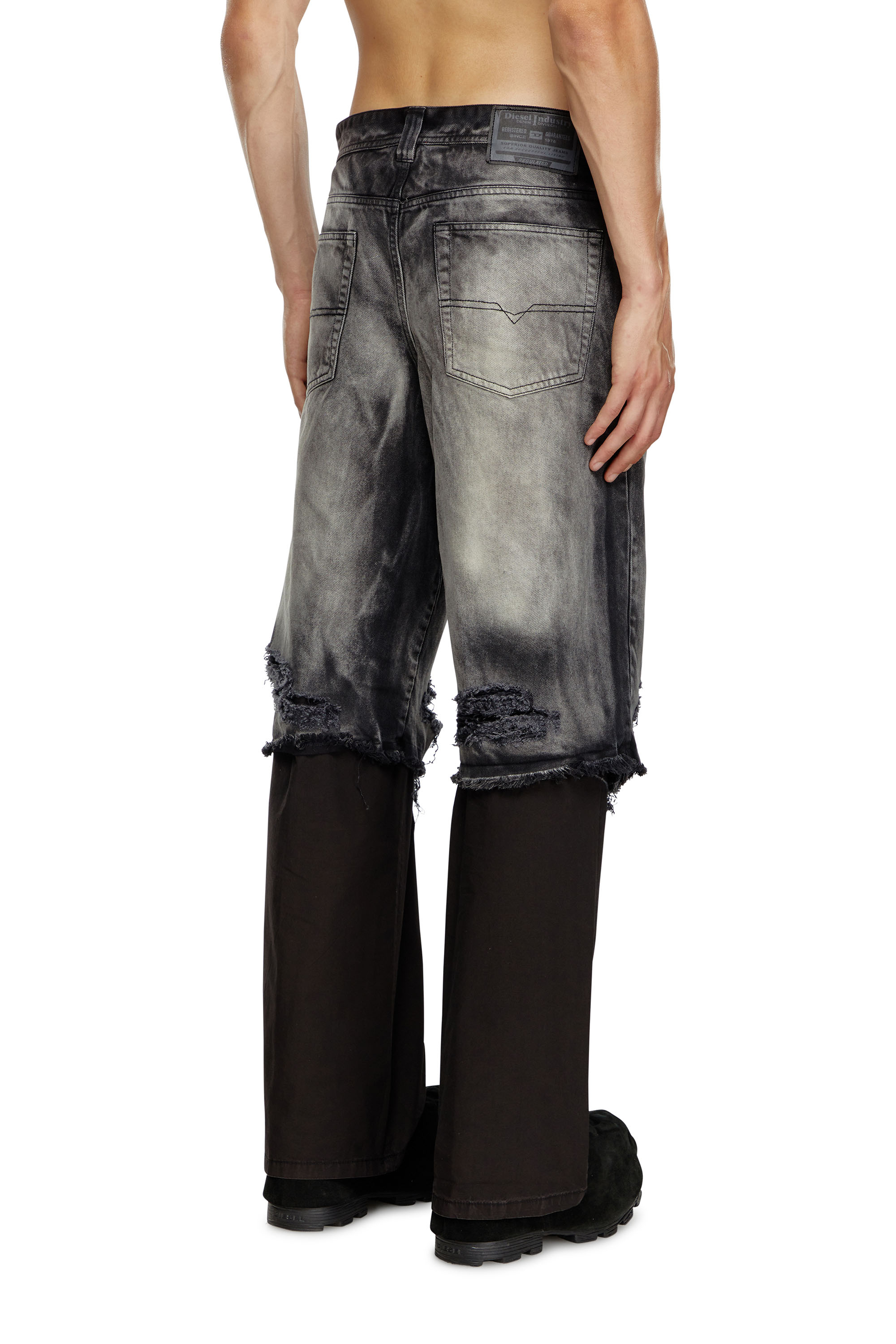 Diesel - P-HANS, Male's 5-pocket pants with layered leg in Black/Grey - 2