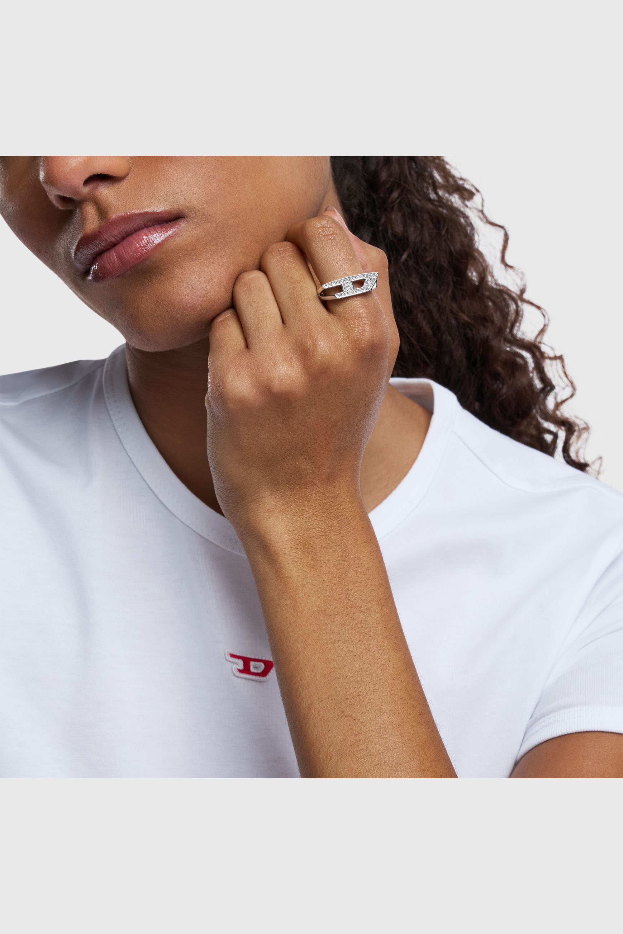 DIESEL リング （20号）Dx1629040 Jewellery Women's Stainless steel glitz signet ring | Silver | Diesel