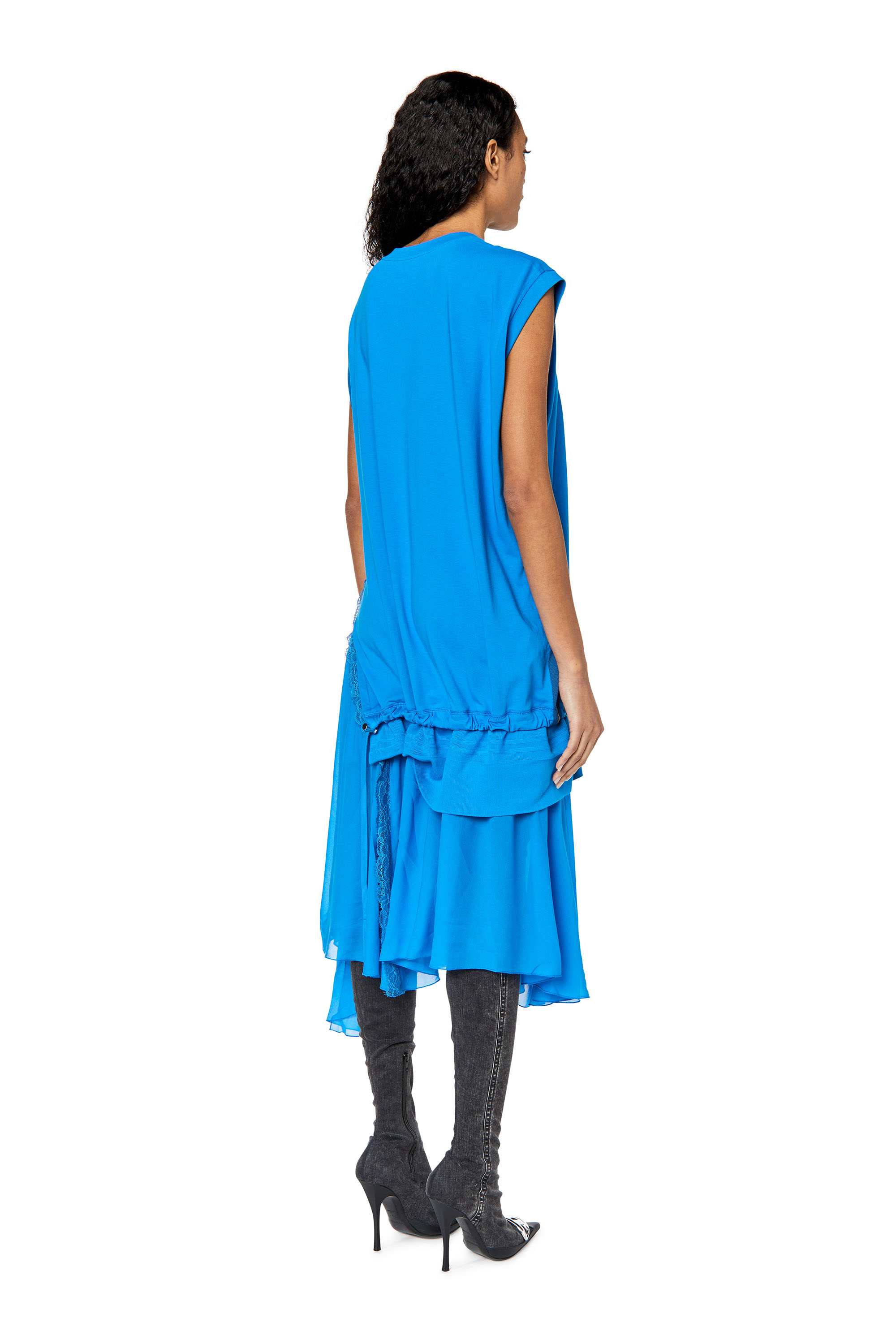Diesel - D-ROLLACE, Vestido sin mangas con dobladillo de crepé Mujer in Azul marino - 3