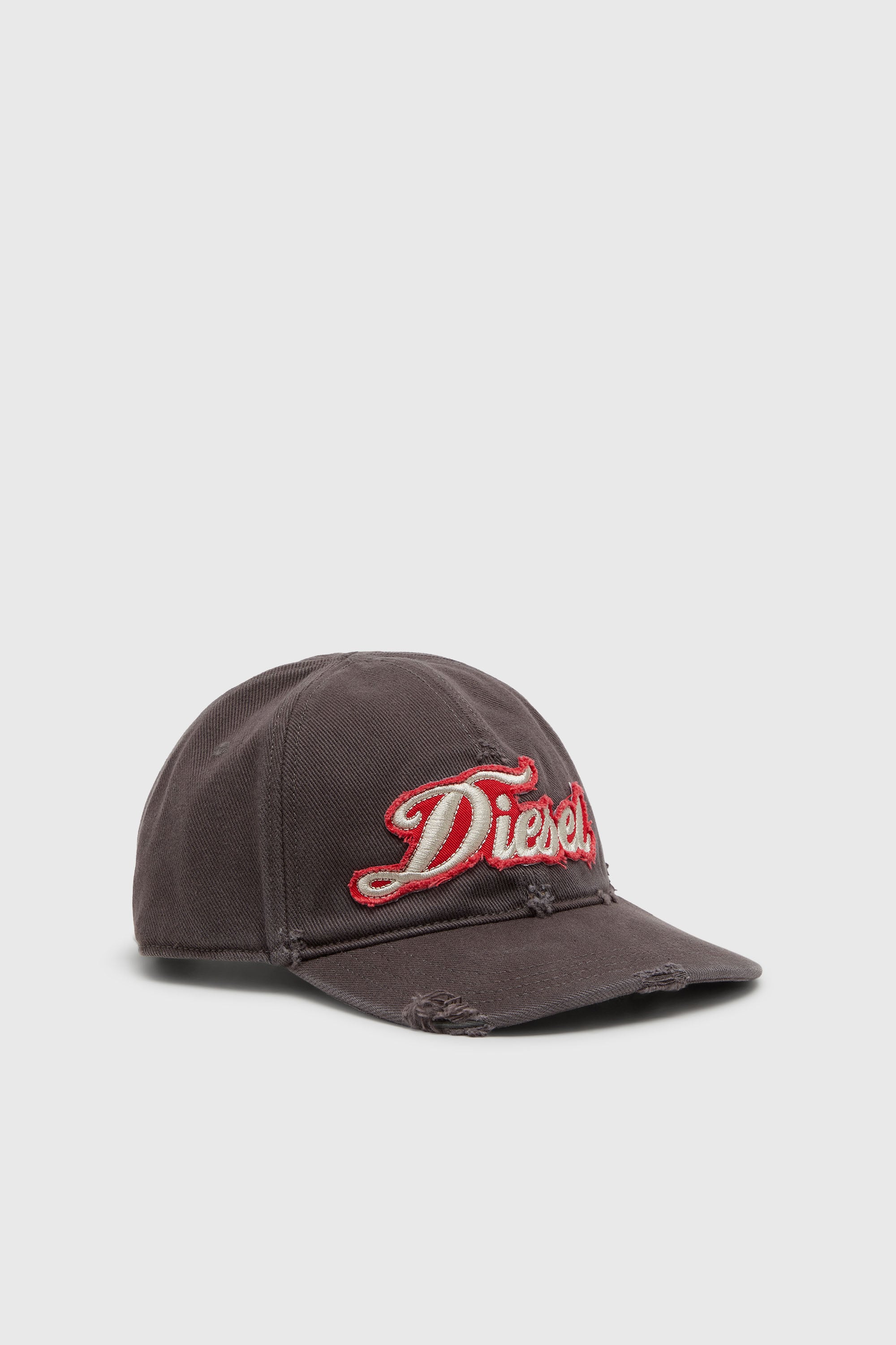 Diesel - C-URSIV, Male's Distressed baseball cap with embroidered patch in Dark Grey - 1