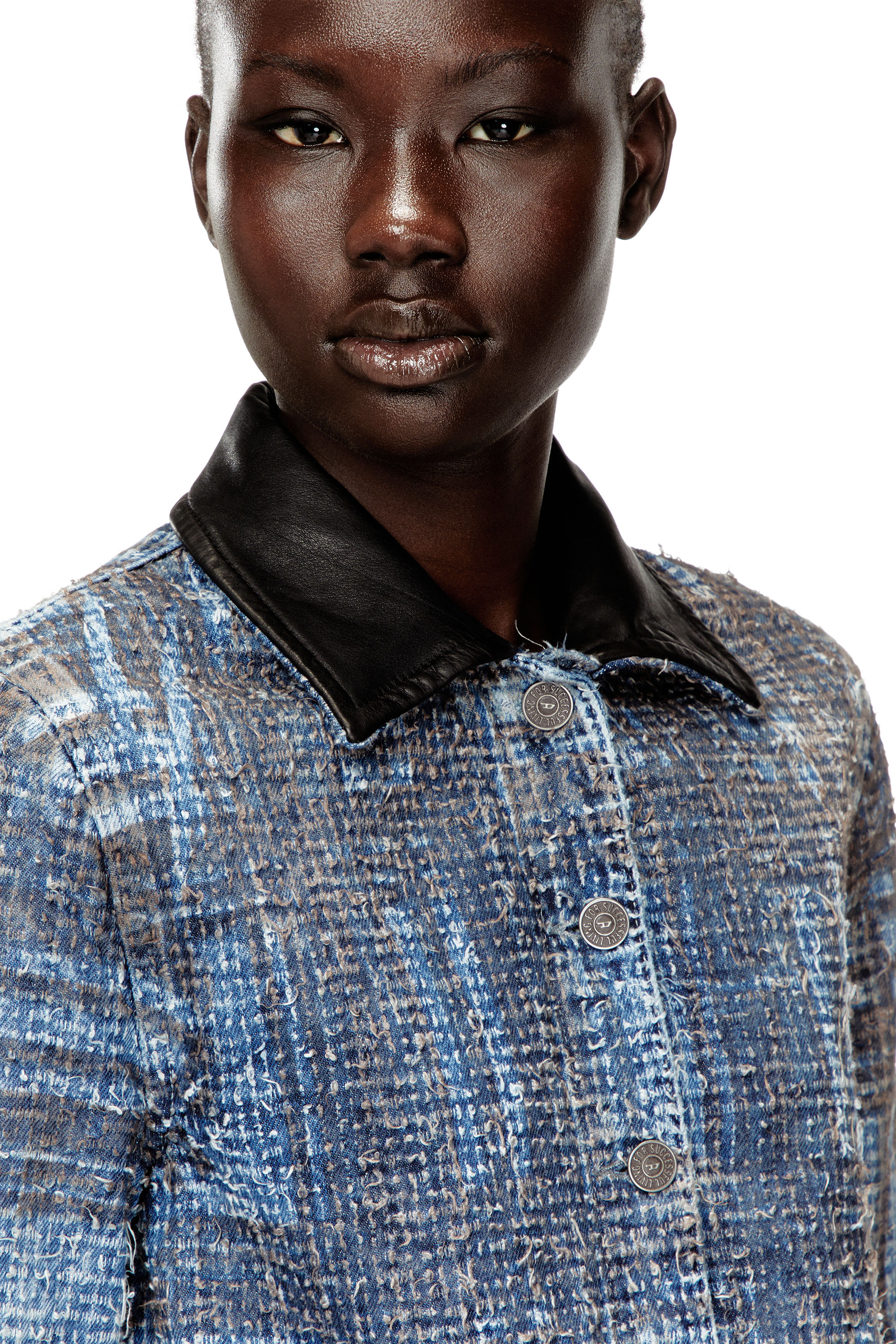 Diesel - DE-ATELI-S, Chaqueta recortada en denim bouclé gráfico Mujer in ToBeDefined - 4