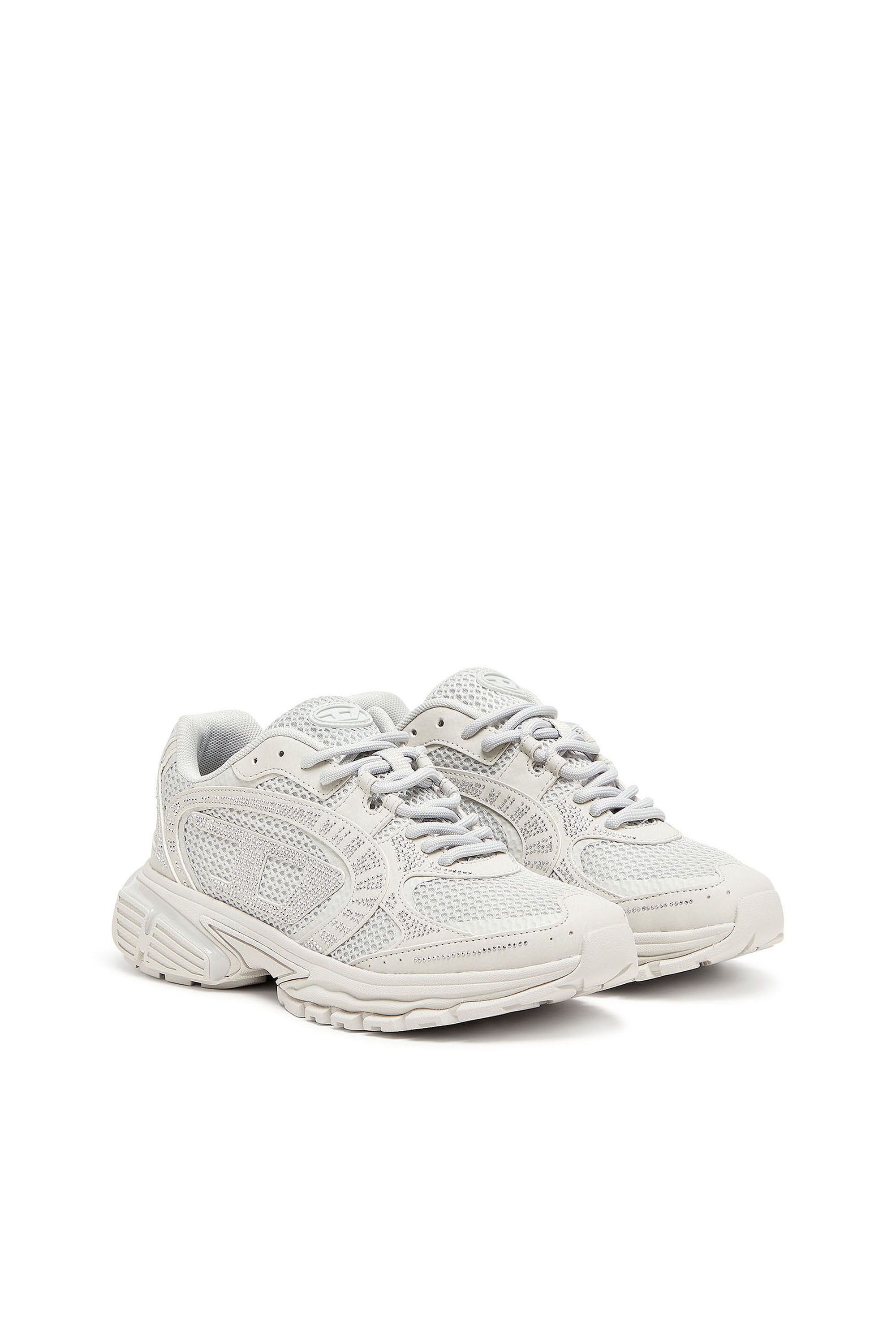 Diesel - S-PRO-V-DENSE LOW W, Female's S-Pro-V-Dense - Mesh sneakers with crystals in White - 2