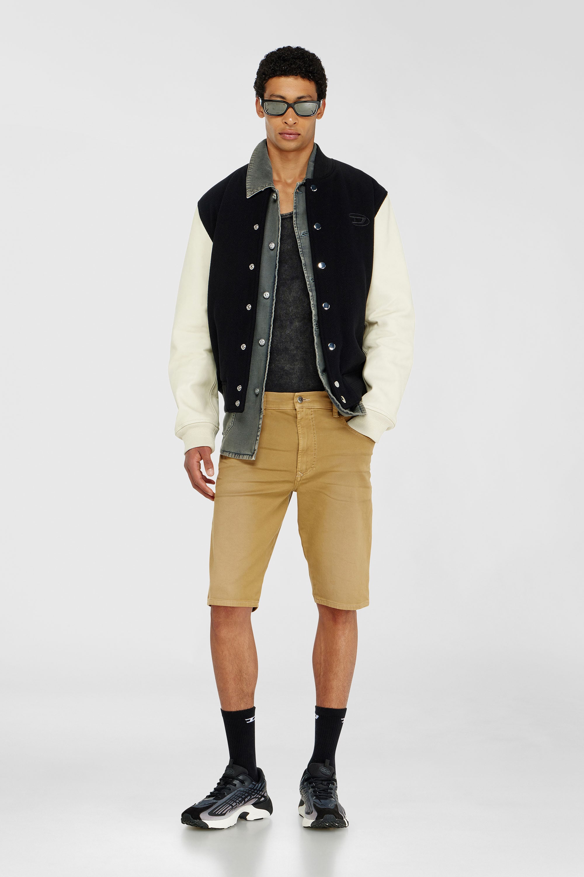 Diesel - 2033 D-KROOLEY-SHORT-BW JOGG, Man's Slim shorts in coloured denim in Beige - 1