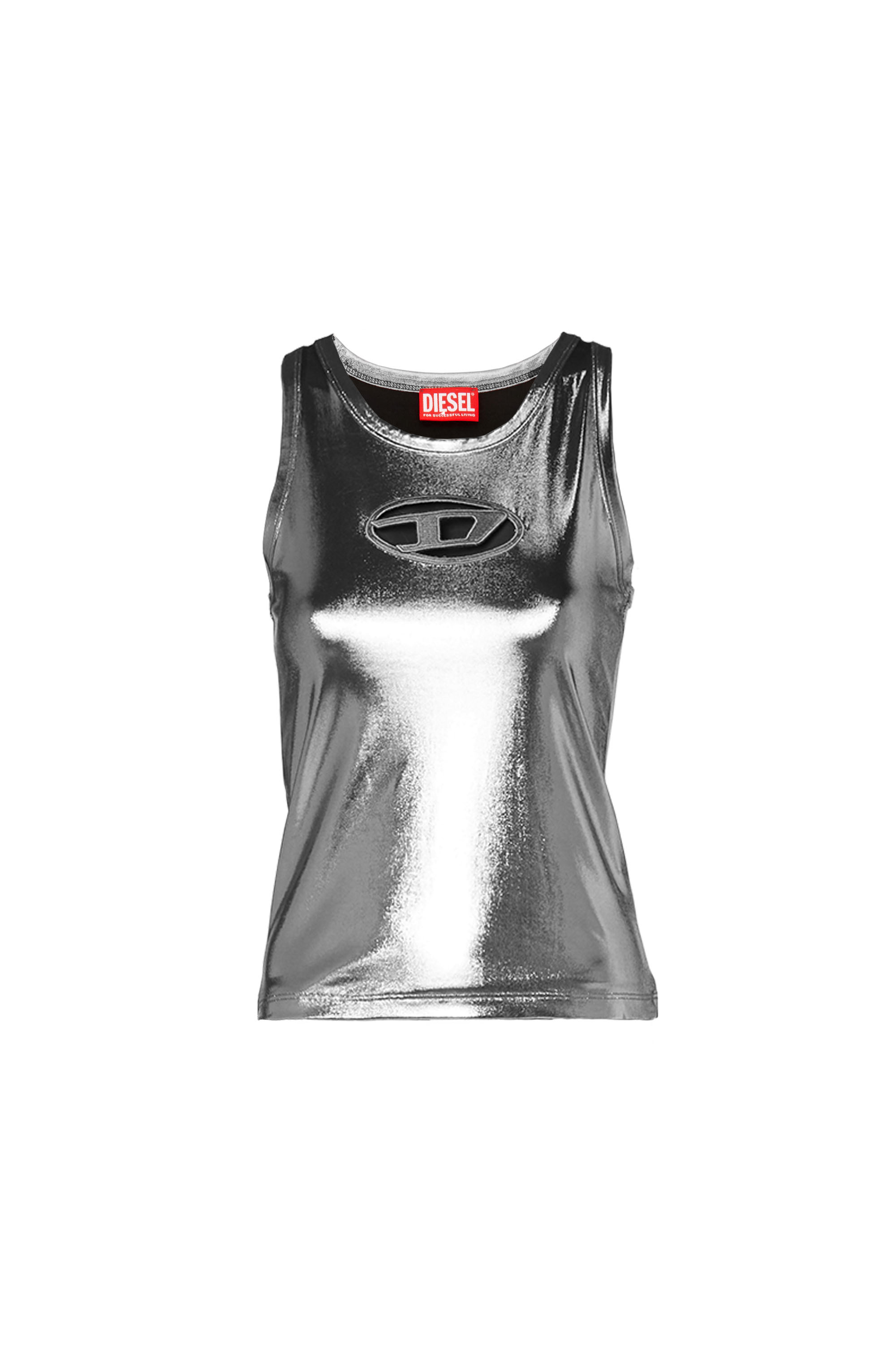 Women's Metallic tank top in stretch fabric | Grey | Diesel