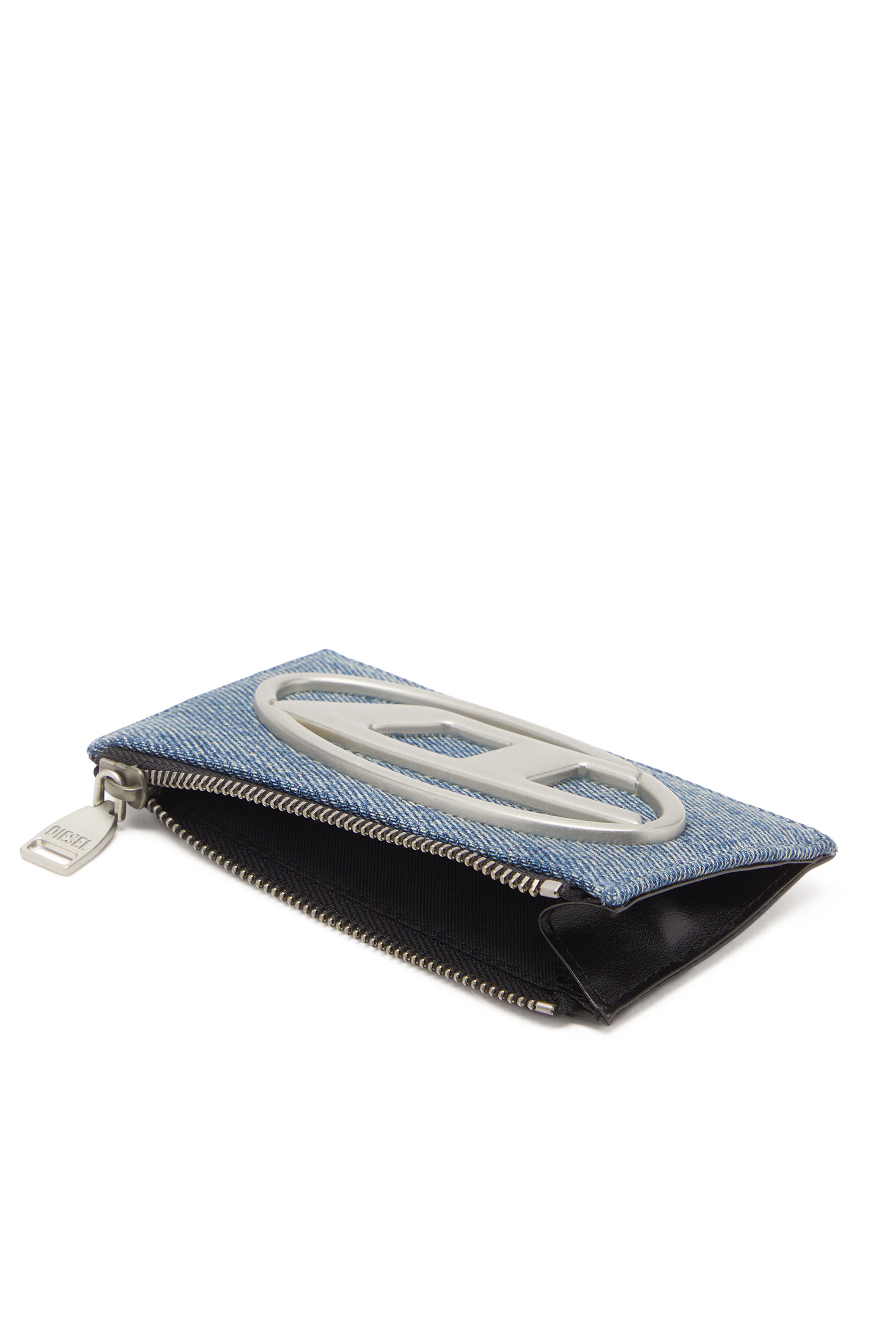Diesel - 1DR CARD HOLDER III, Tarjetero de denim y cuero Mujer in Azul marino - 3