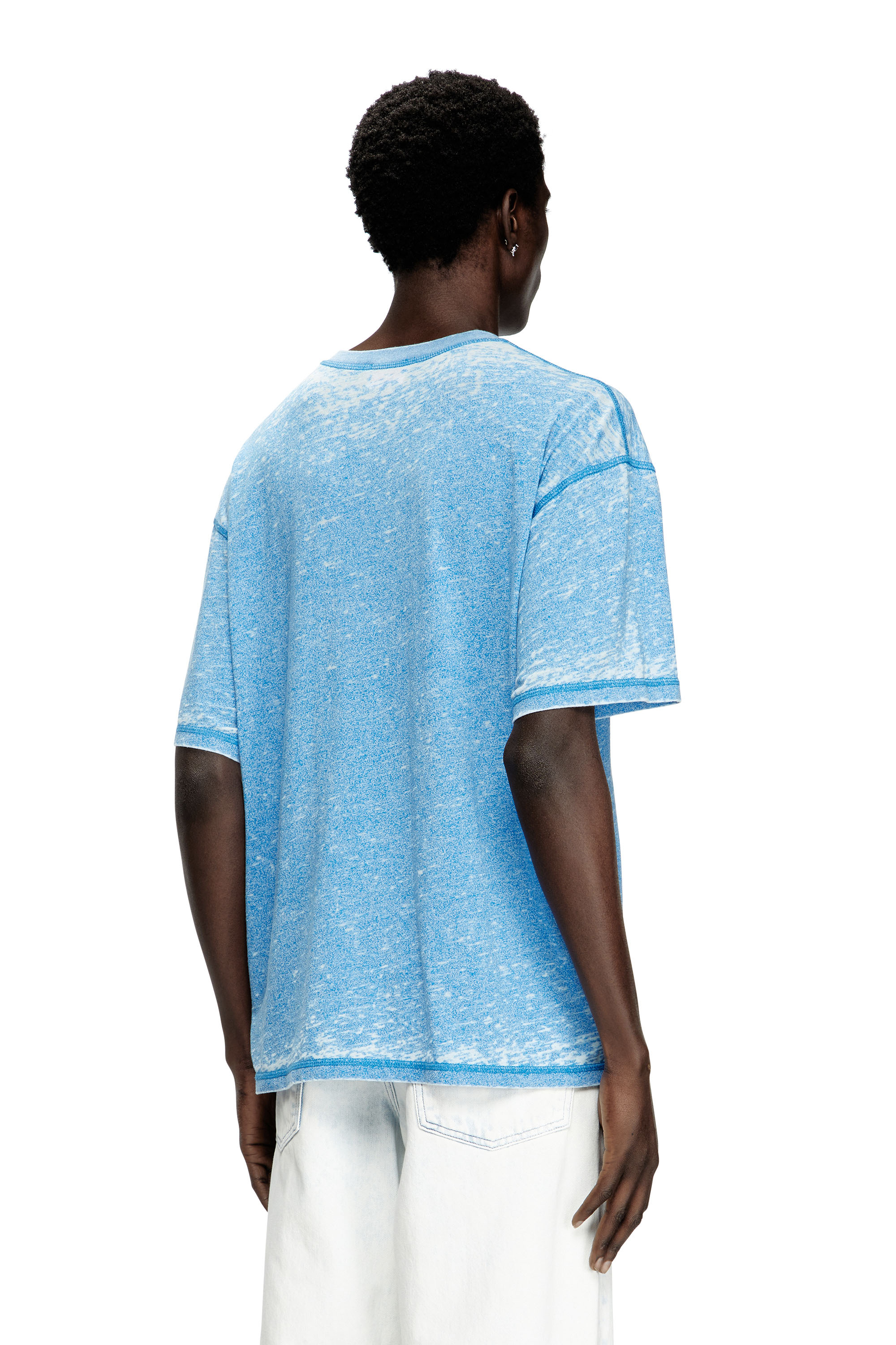 Diesel - T-BOXT-PAK, Male's Burnout T-shirt with metal-look logo in Light Blue - 4