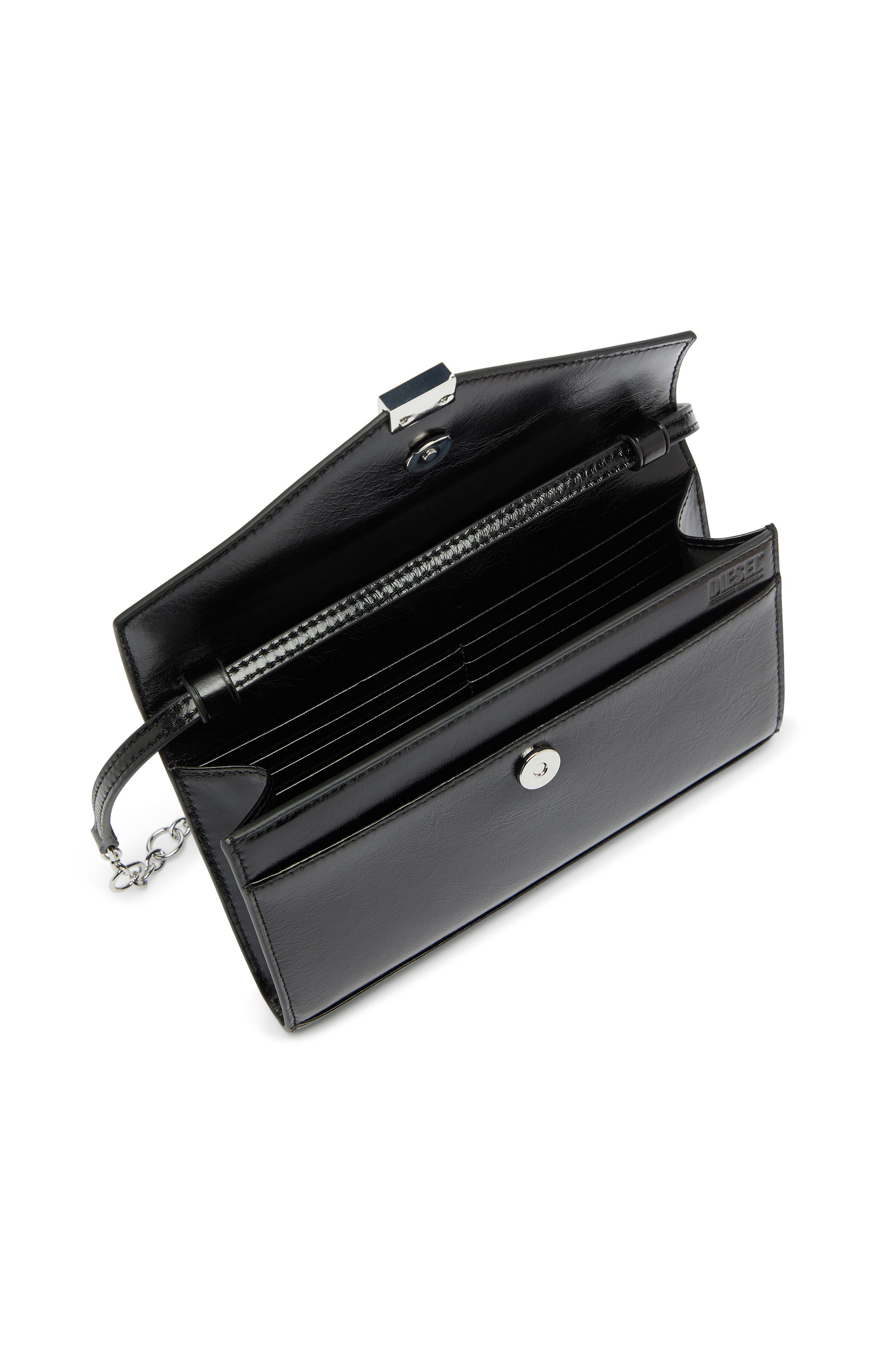 Diesel - D-ENVELOP WALLET ON CHAIN, Cartera de piel brillante arrugada Mujer in ToBeDefined - 4
