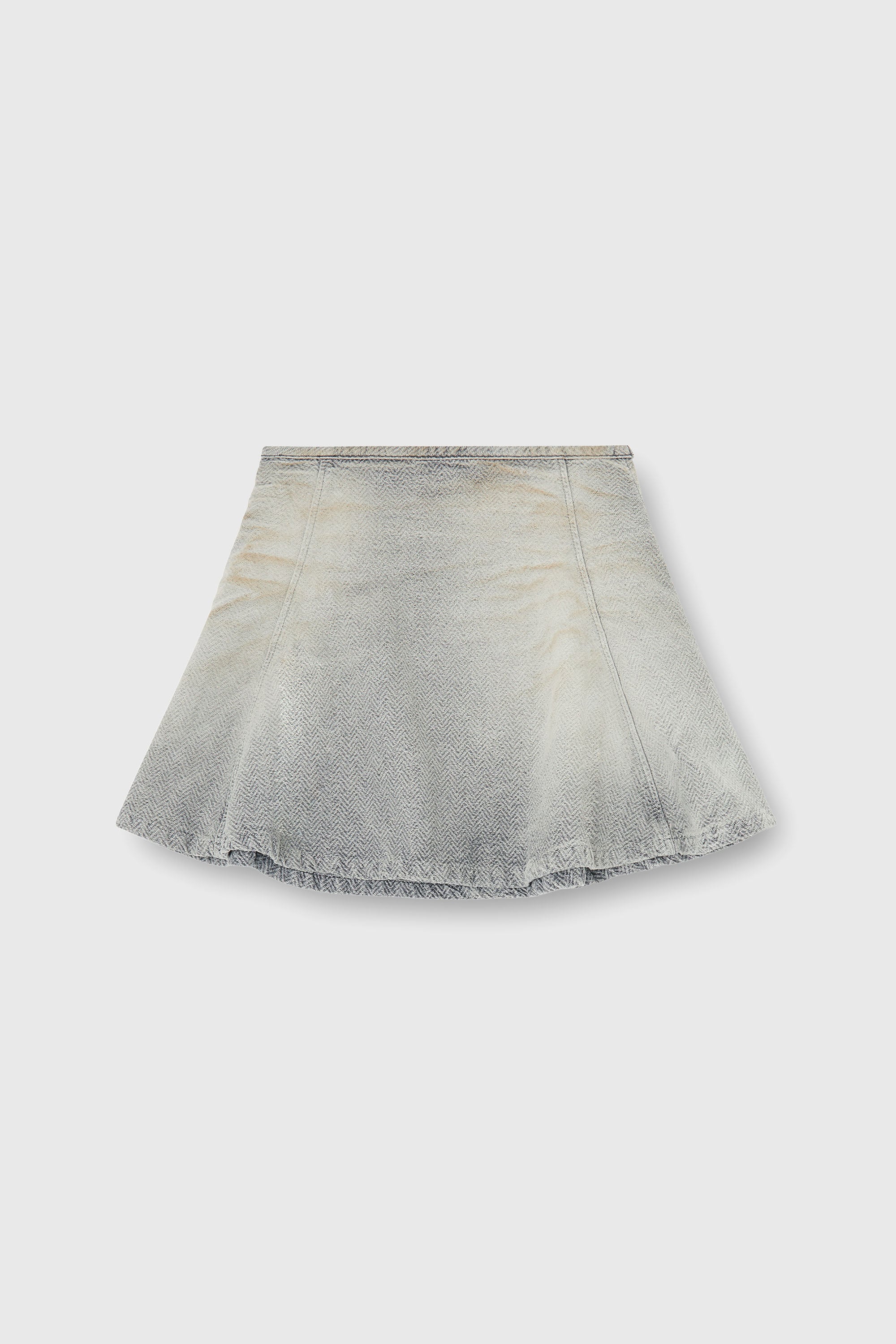 Diesel - DE-RAINE, Female's Skirt in distressed herringbone denim in Grey - 2