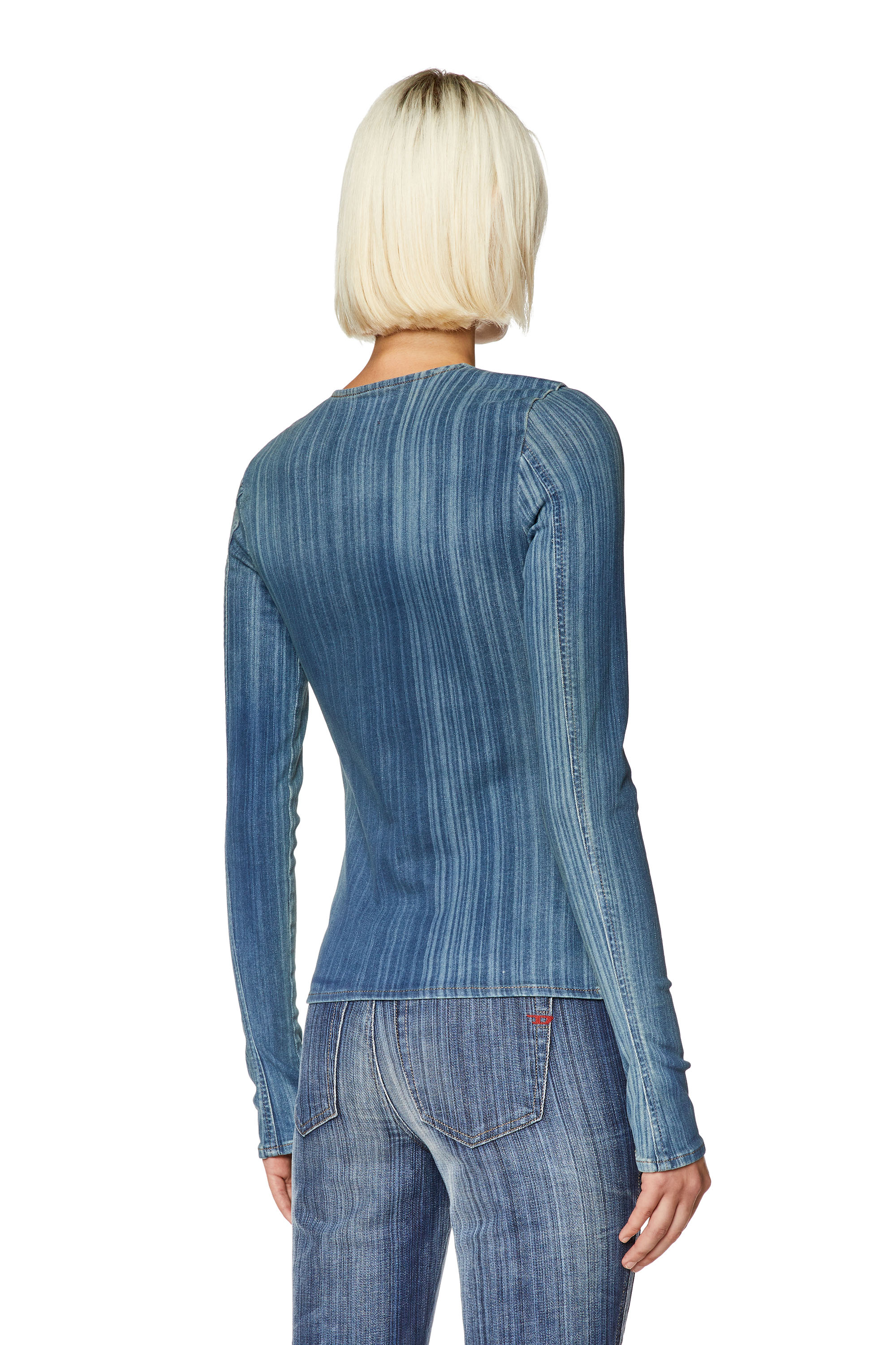 Diesel - DE-BOB-FSD1, Top en denim con fit de segunda piel Mujer in Azul marino - 4