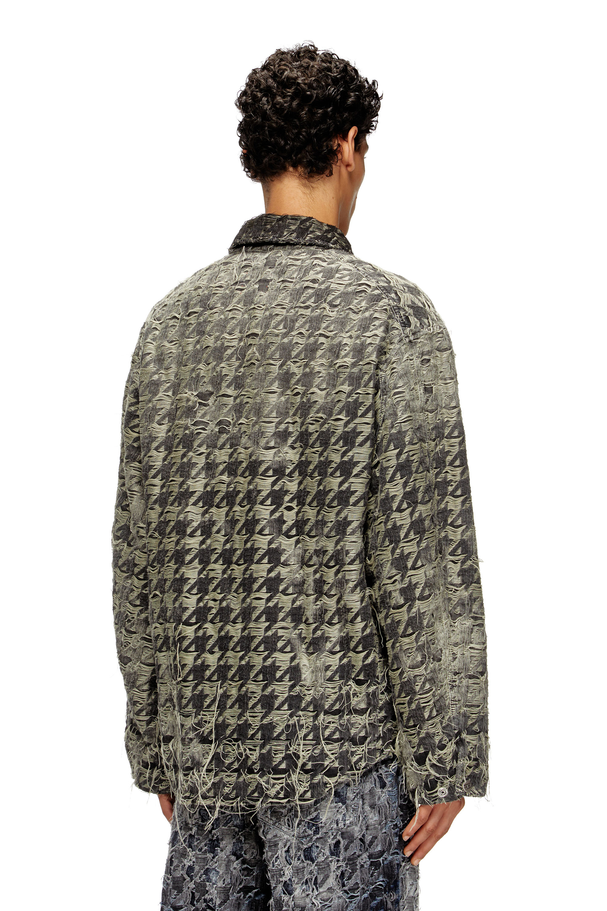Diesel - D-ELMO-FSH, Veste en denim tissé pied-de-poule Homme in Noir - 4