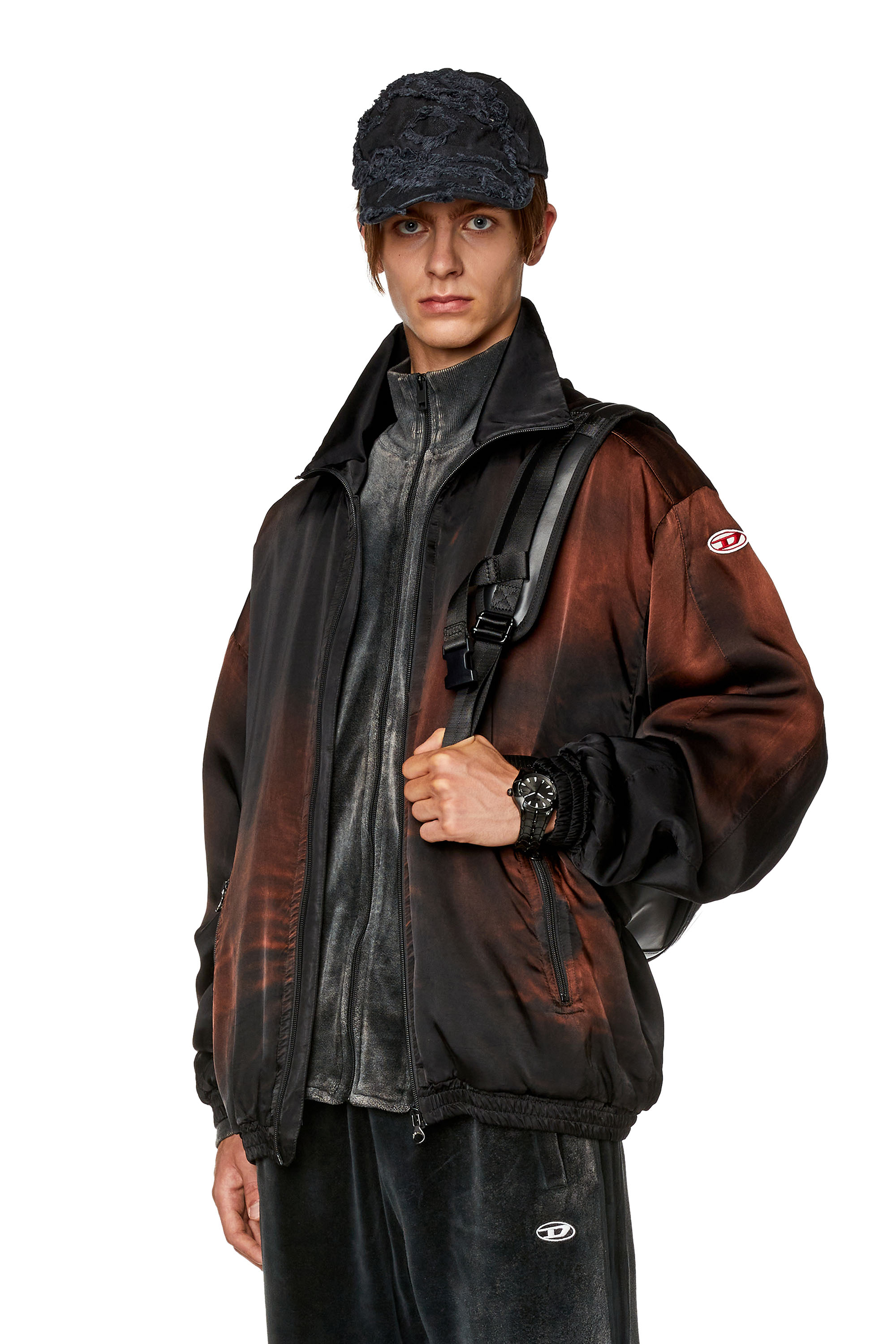 Men's bomber Jacket in solarised satin | Black | Diesel