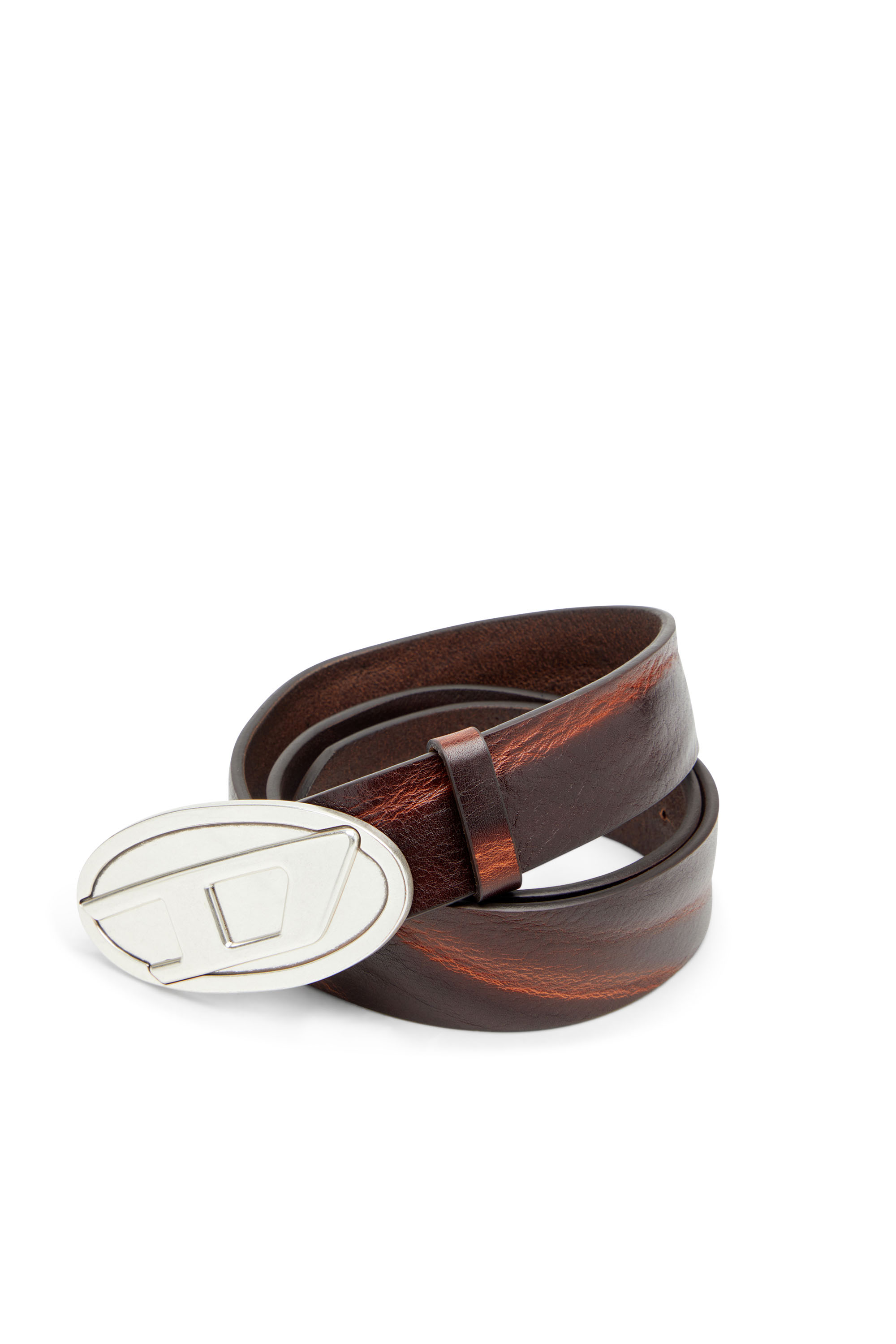 Diesel - B-1DR 2.0, Ceinture de 4 cm en cuir ciré Homme in Marron - 3