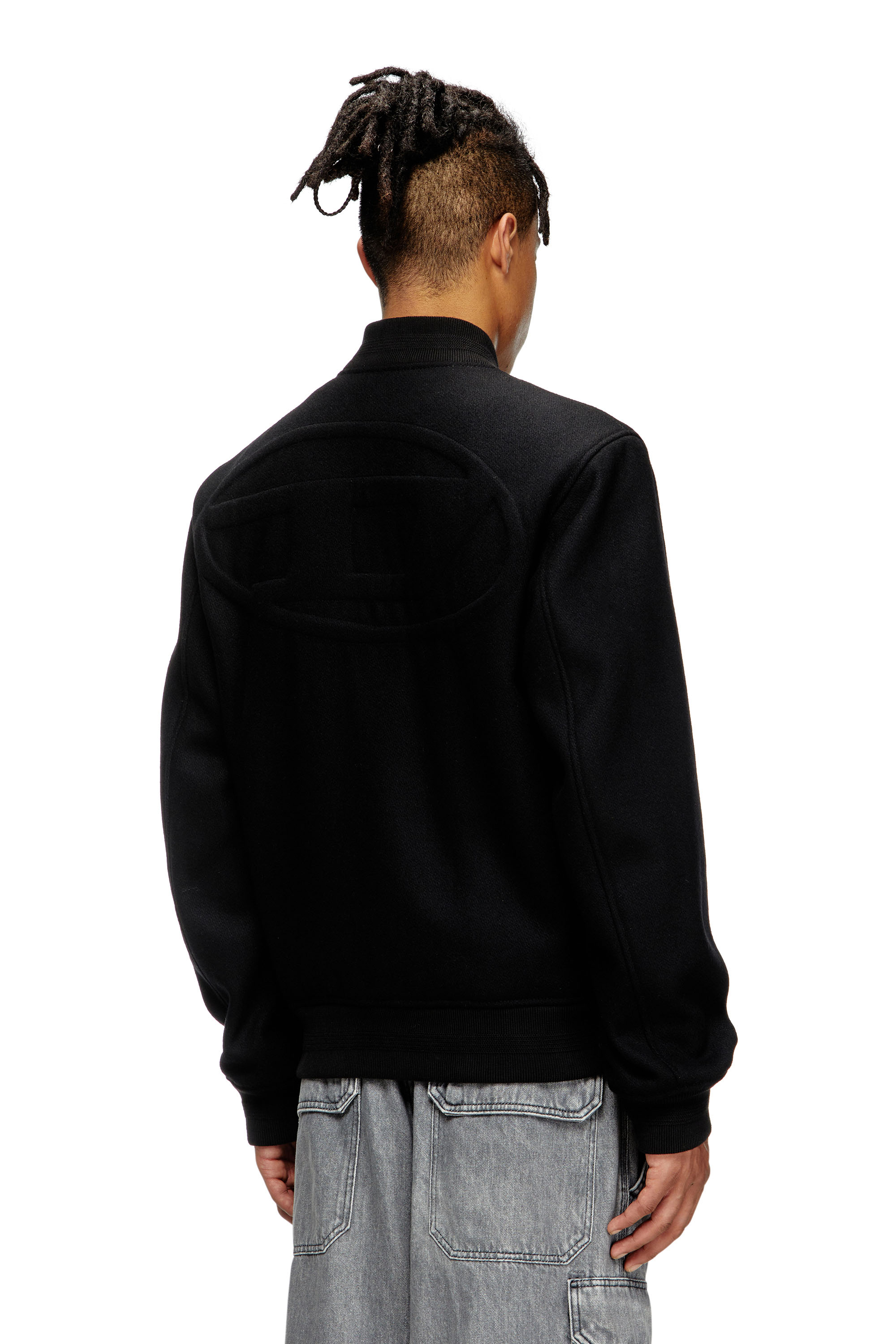 Diesel - J-ARRY, Male's Padded bomber jacket in wool blend in Black - 3