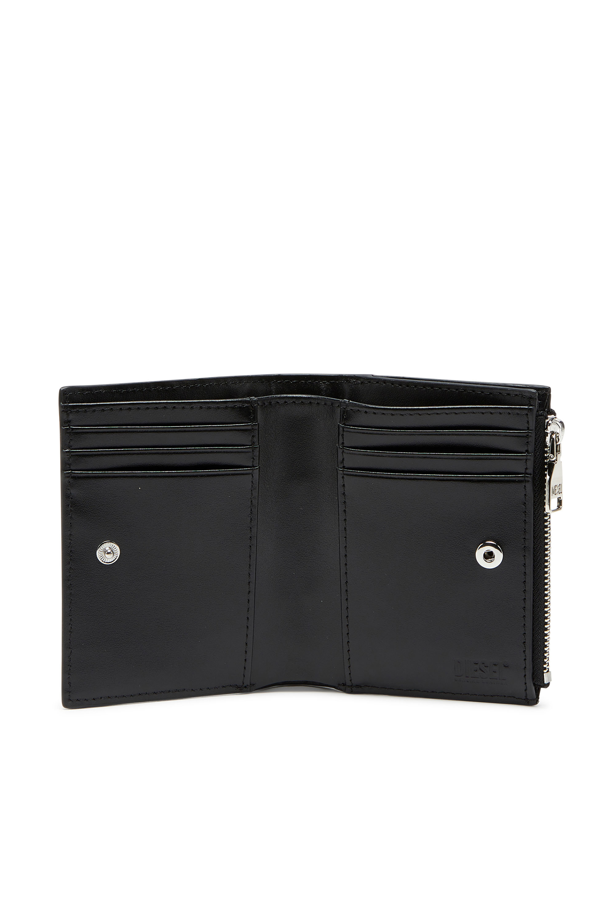 Diesel - PLAY BI-FOLD ZIP II, Petit portefeuille en cuir brillant Femme in Noir - 3