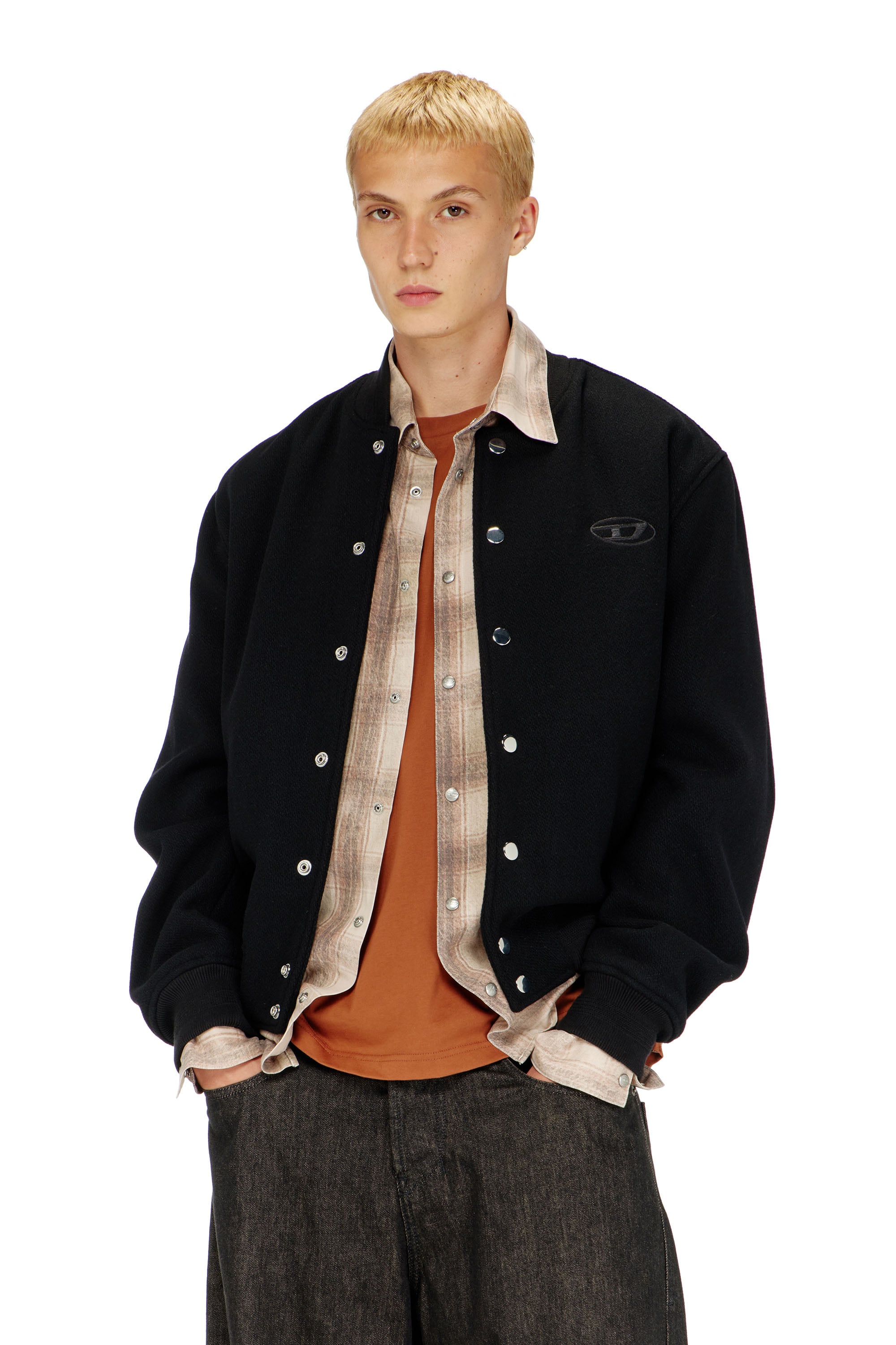 Diesel - J-ARRY-WRD, Chaqueta bomber de mezcla de lana afieltrada Hombre in Negro - 3