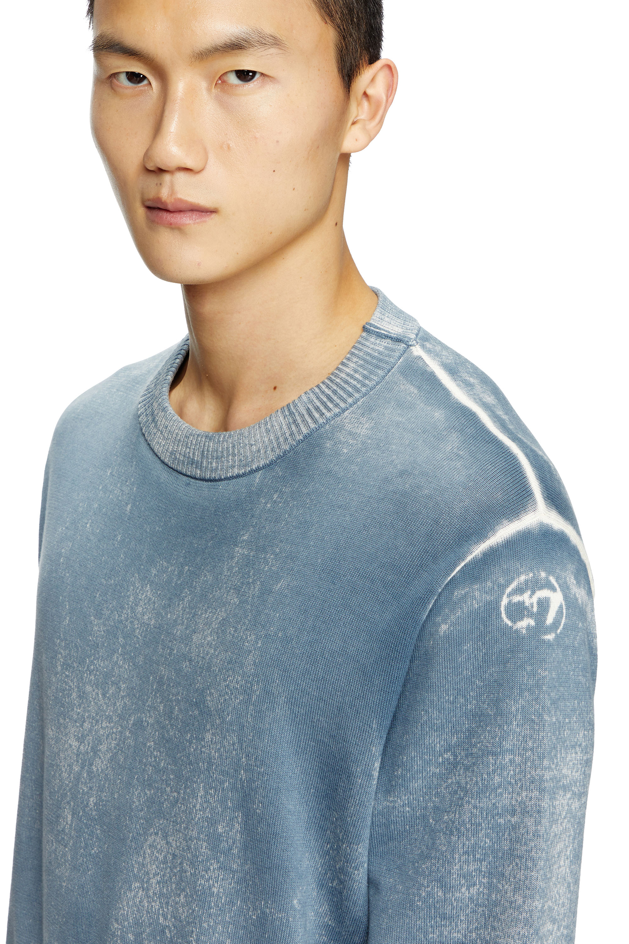 Diesel - K-LARENCE-B, Pull en coton avec imprimé inversé Homme in Bleu - 3