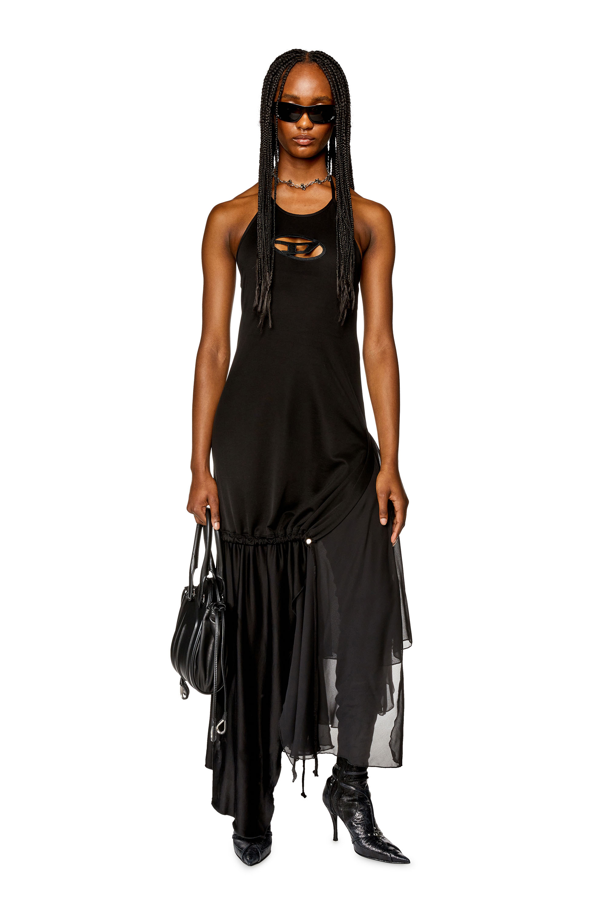 Women's Halterneck dress with chiffon hem | Black | Diesel