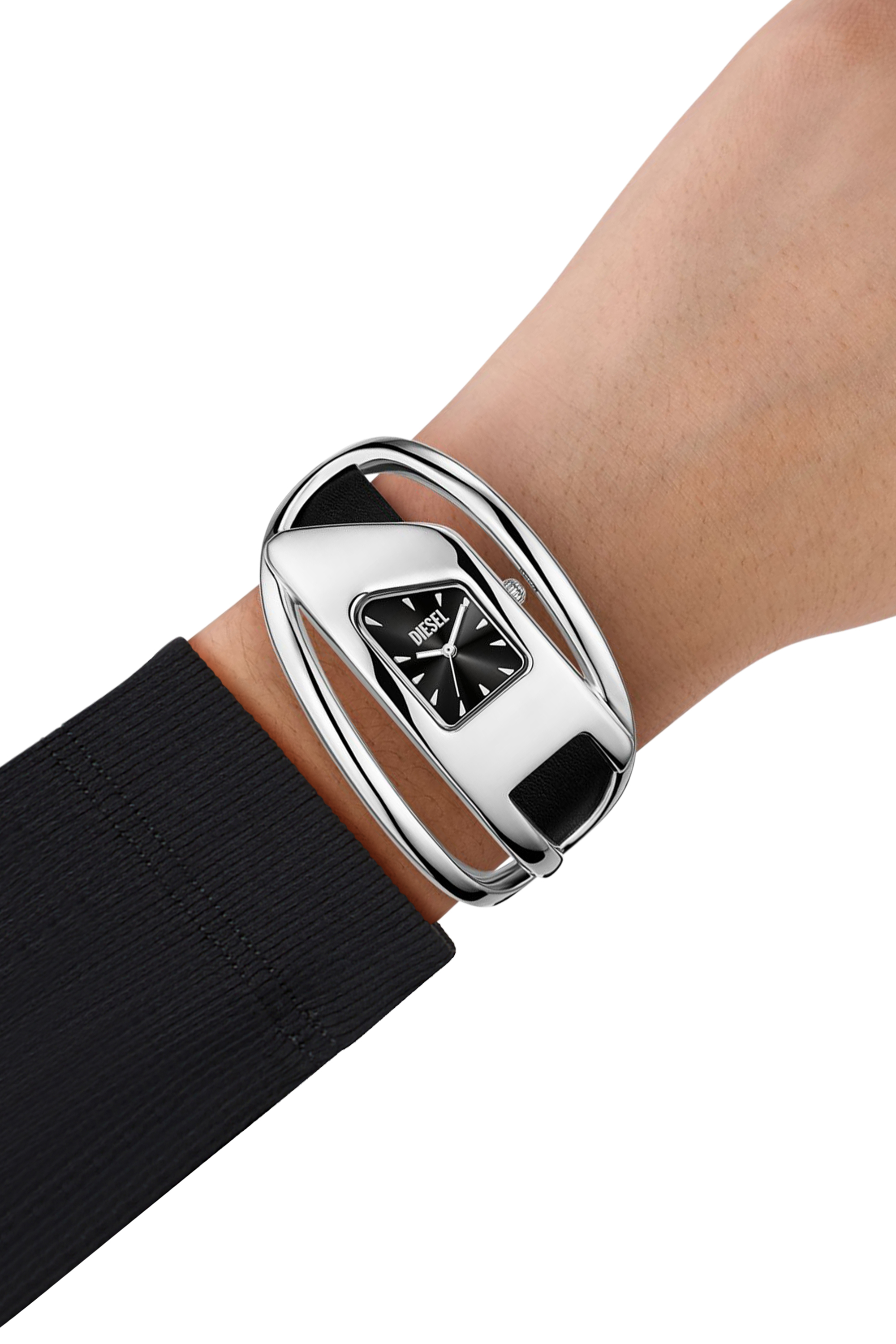 Diesel - DZ5627 WATCH, Reloj Wrap-D de cuero negro Mujer in Plateado - 4