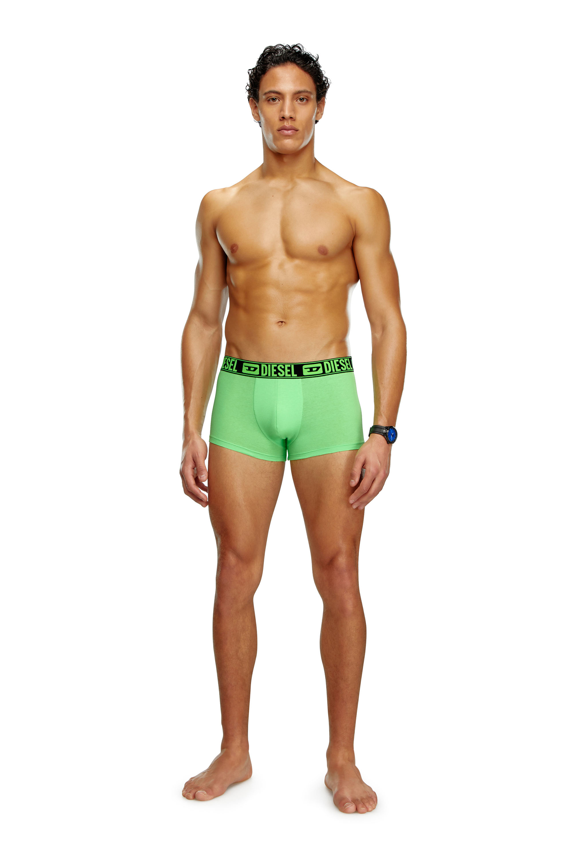 Diesel - UMBX-DAMIENTHREEPACK, Man's Three-pack boxer briefs with neon waist in Green/Black - 2