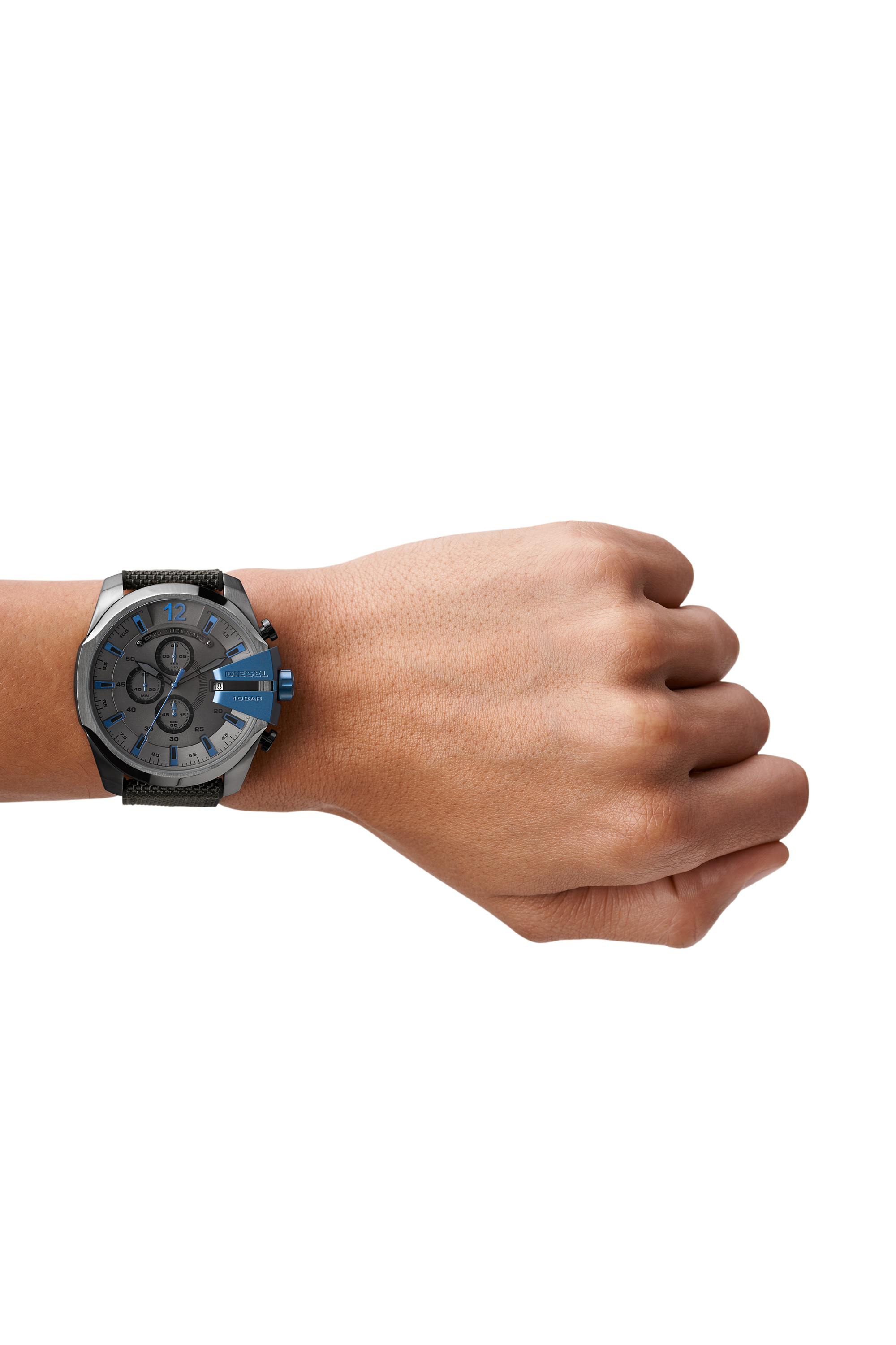 Diesel - DZ4500, Man's Mega Chief chronograph black and gray watch in Black/Blue - 3