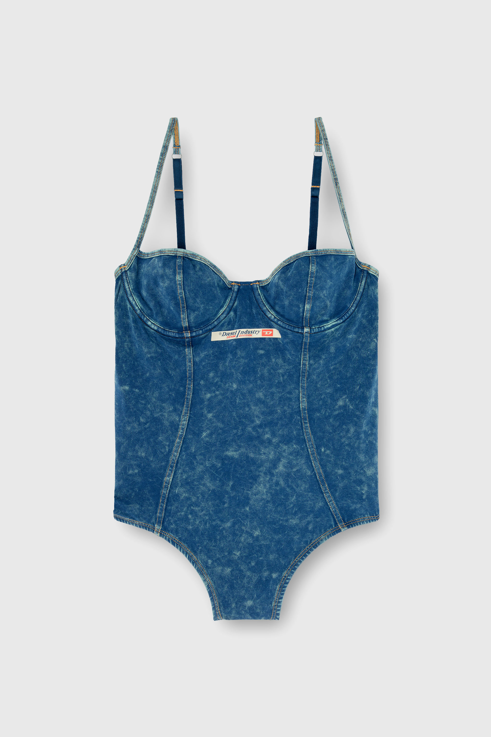 Diesel - TILDA-DNM, Female's Denim-effect bodysuit with back cut-out in Blue - 6