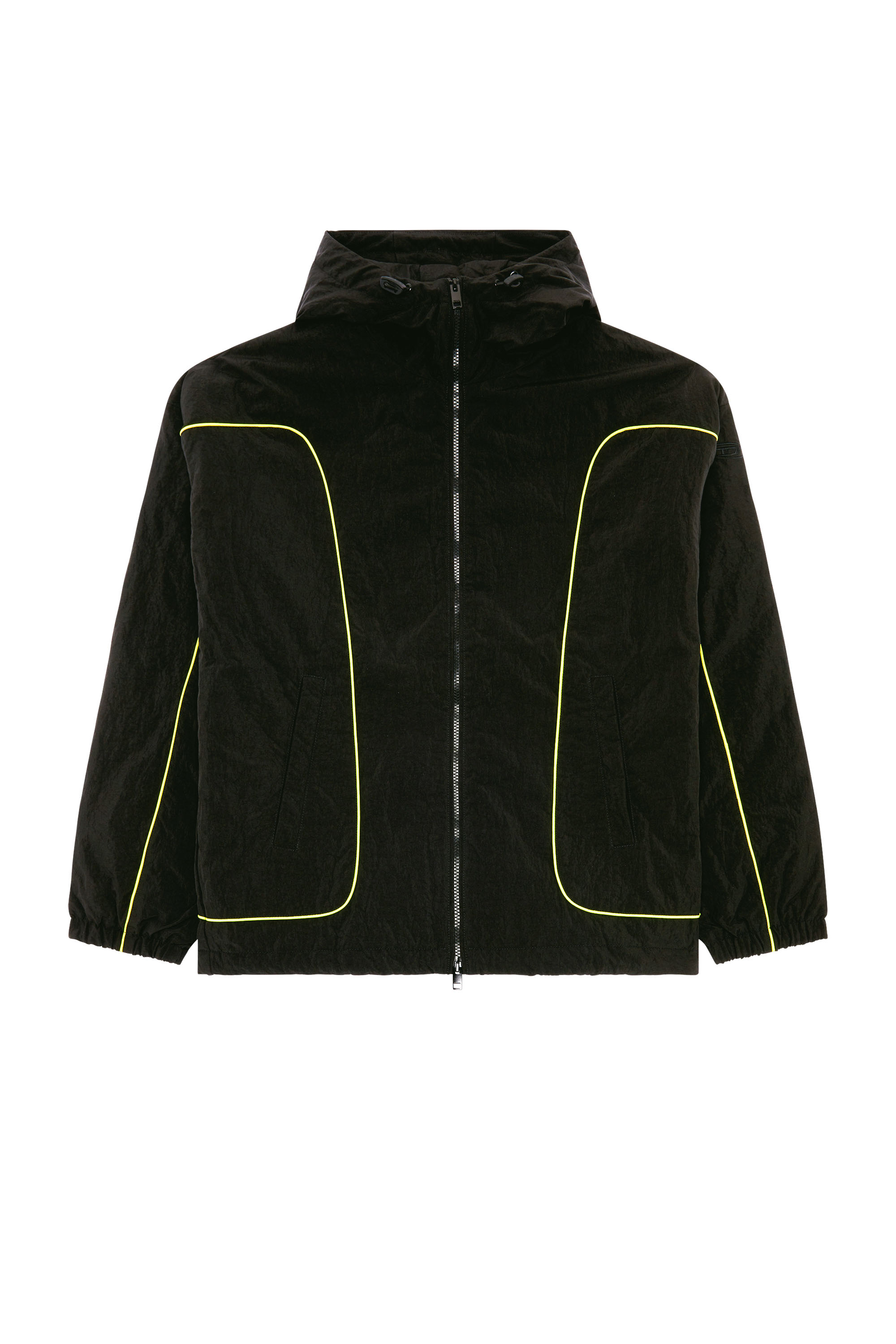 Diesel - J-GREEN, Chaqueta acolchada con capucha de nailon arrugado Hombre in Negro - 2