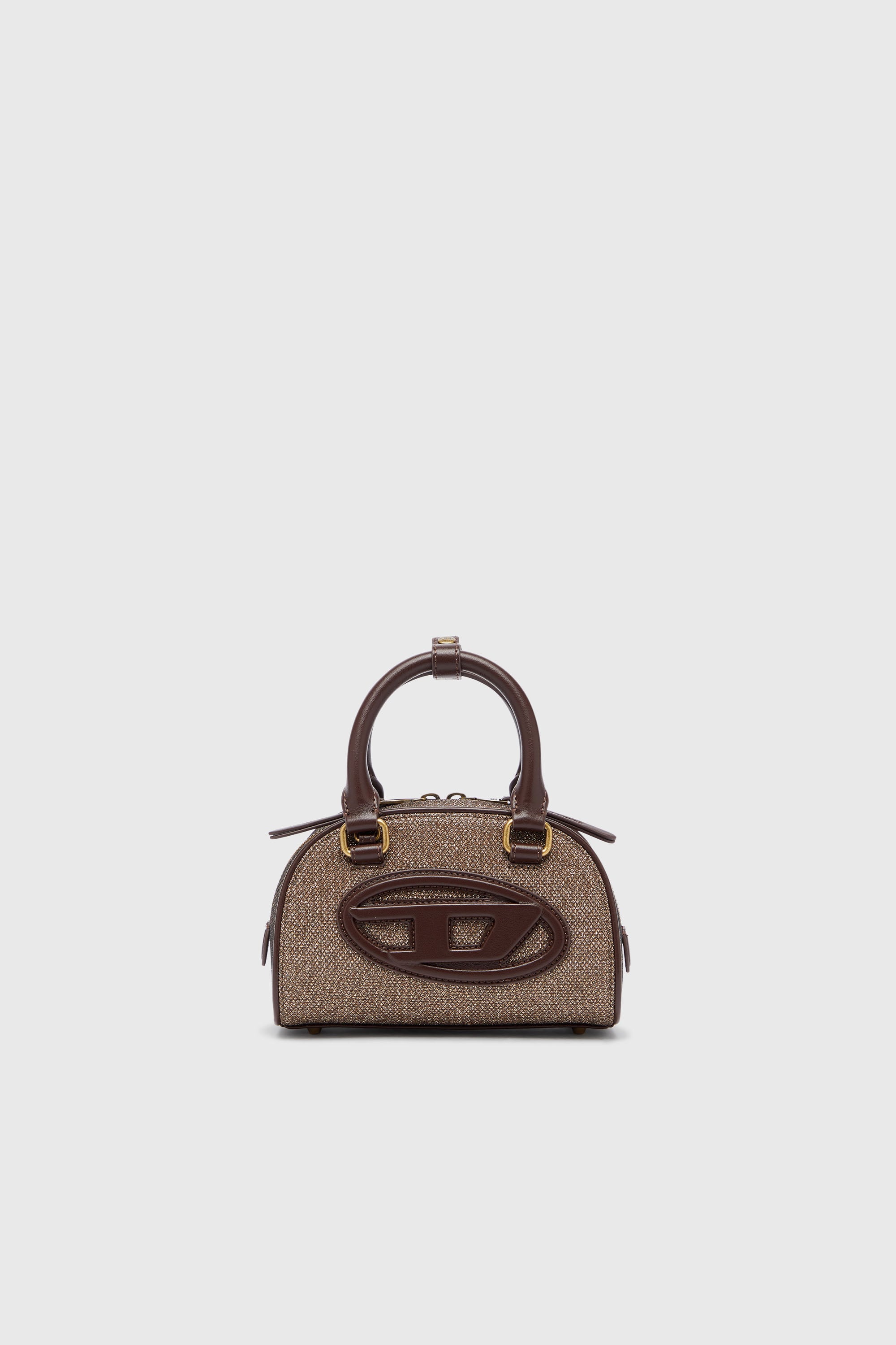 Diesel - 1DR DOME CROSSBODY, Female's 1DR Dome- Small bowling bag in Lurex fabric in Brown - 1