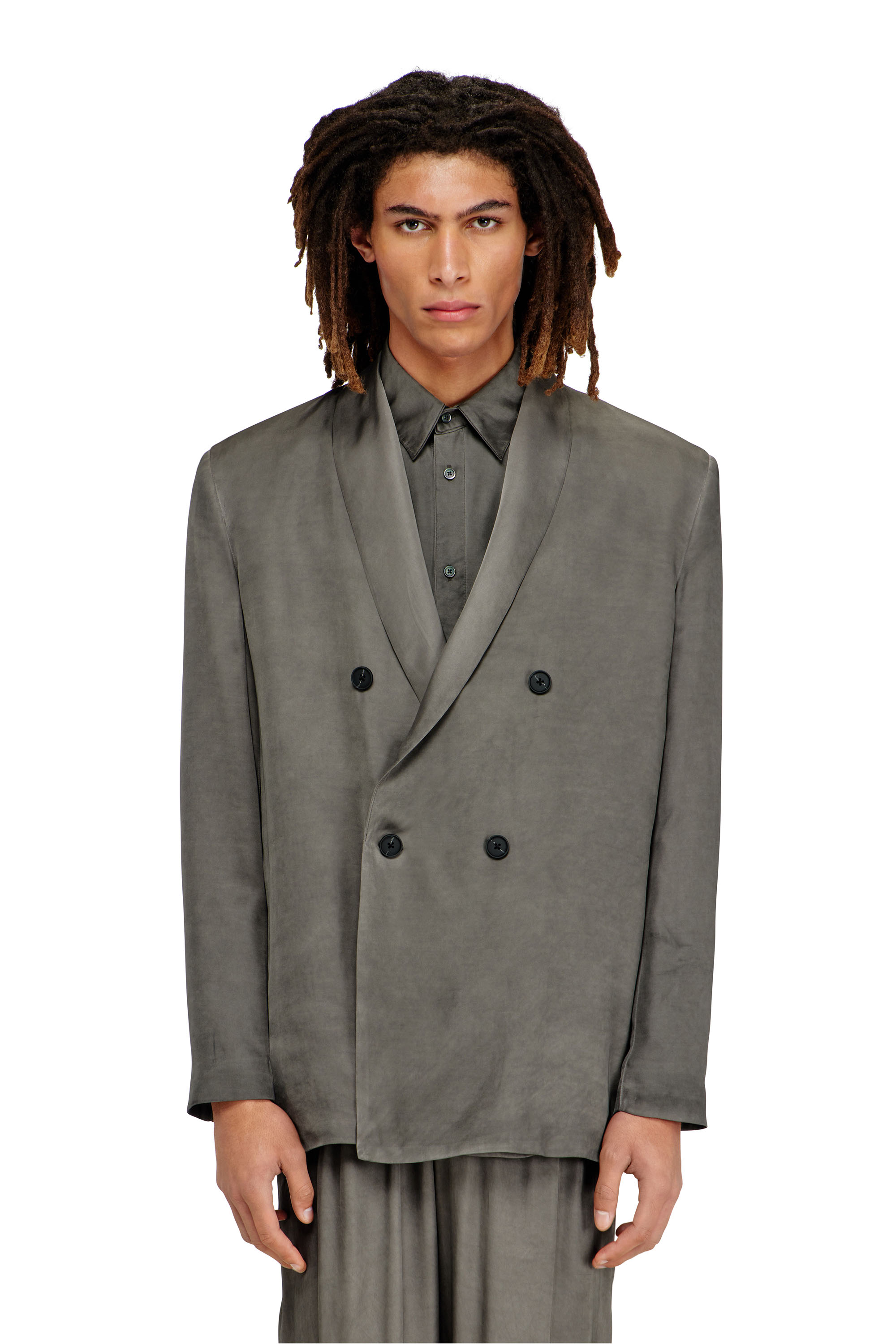 Diesel - J-ARMAN-ALBG, Blazer en viscosa fluida tratada Hombre in Gris - 1