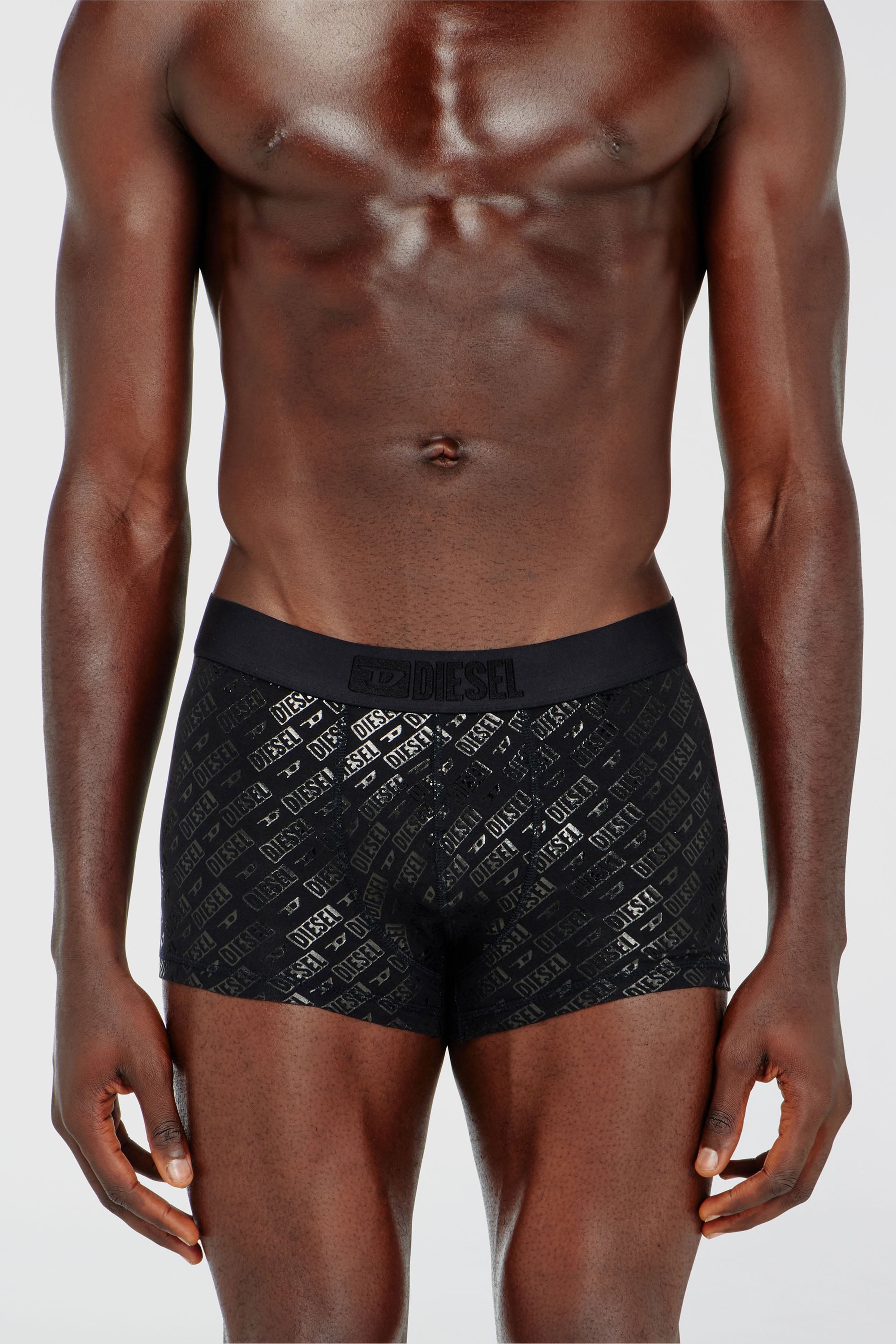 Diesel - DAMIEN-GFT-3PACK, Male's Three-pack boxer briefs with metallic monogram print in Black/Grey - 2