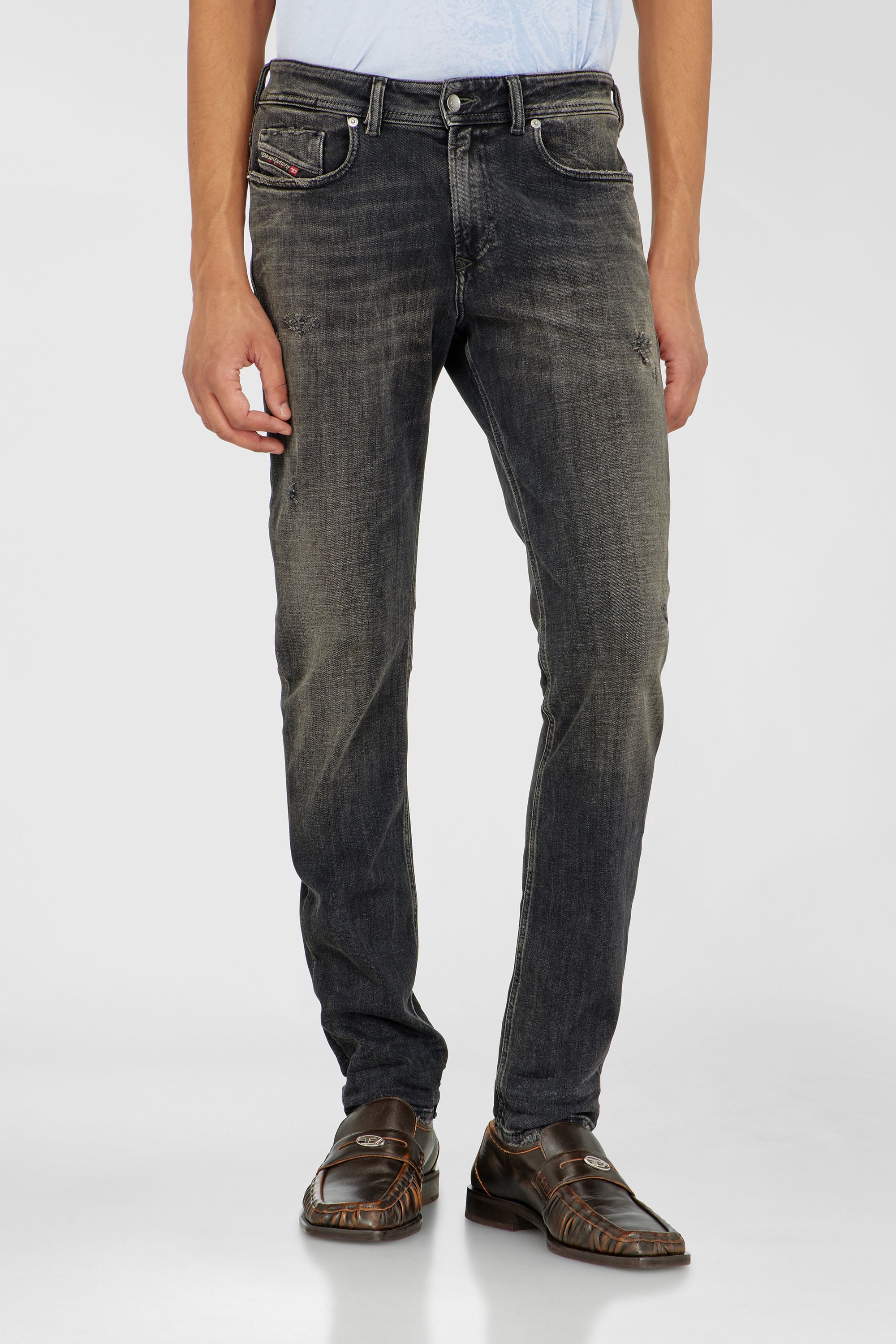 Diesel - Man's Skinny Jeans 1979 Sleenker 09P77, Black/Dark grey - 2