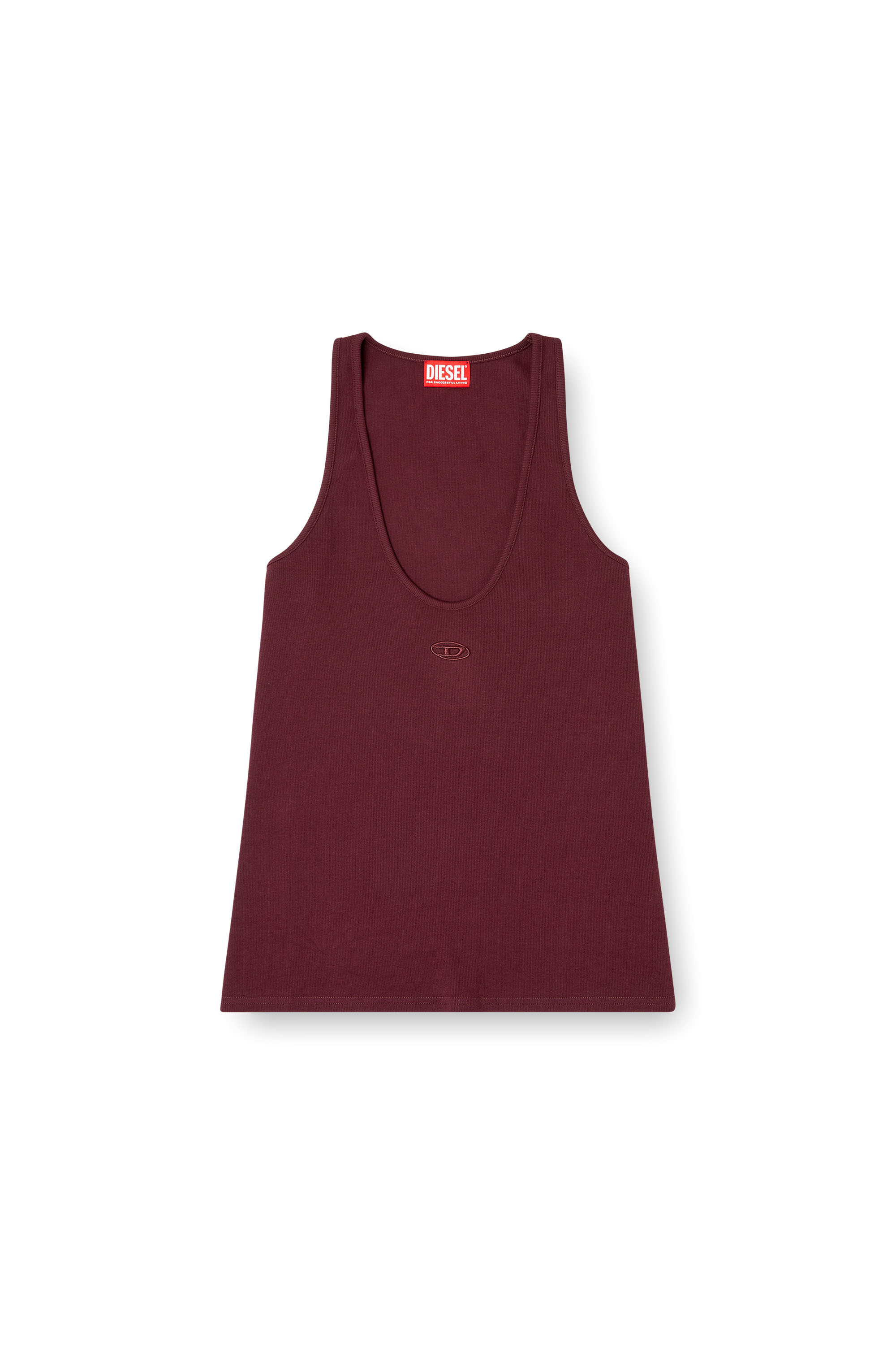 Diesel - FR-T-IPSYA, Female's Burgundy tank top with Oval D detail in Burgundy - 2
