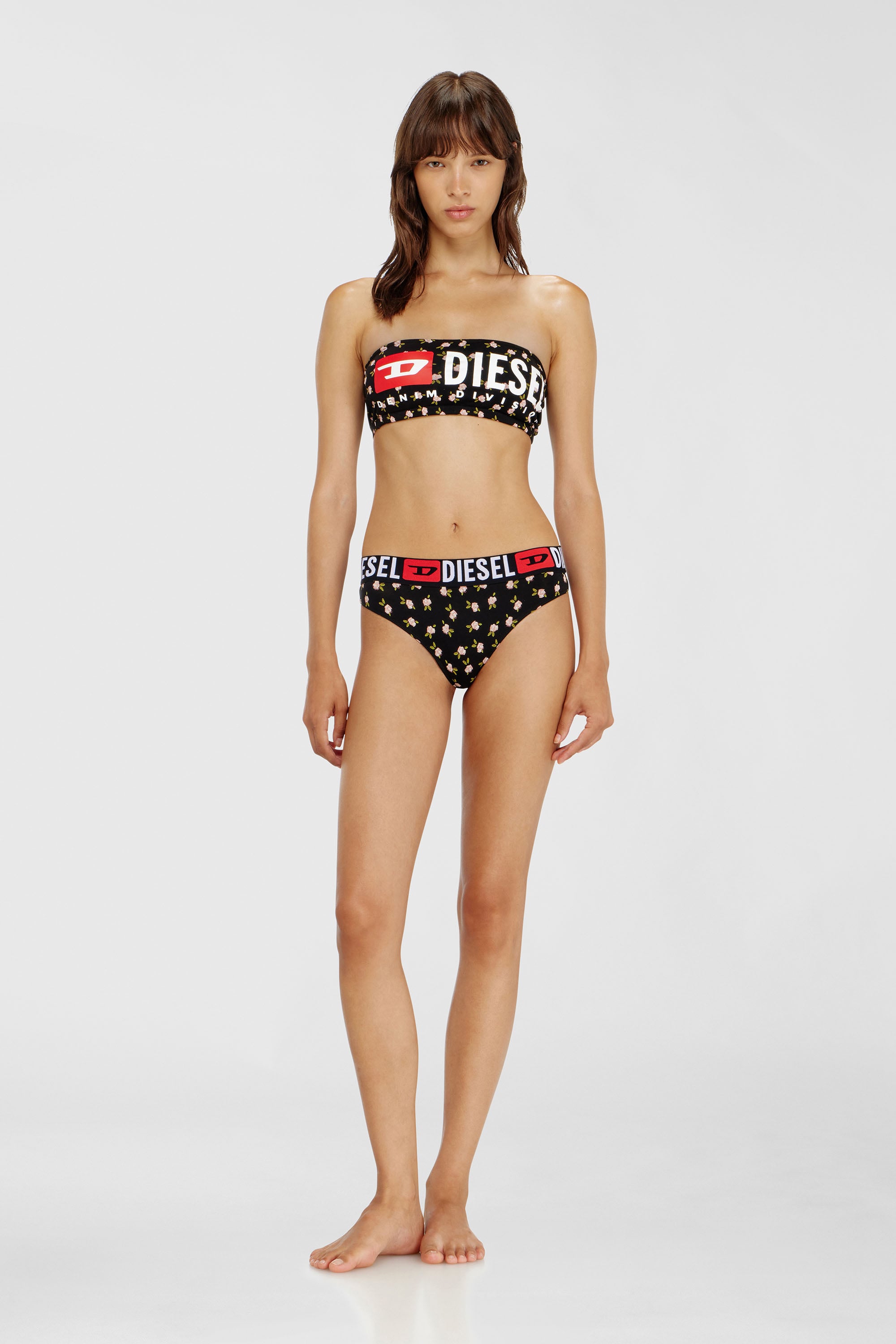 Diesel - MELANIE-C-D-CORE, Female's Cotton bandeau bra with all-over floral print in Black - 2