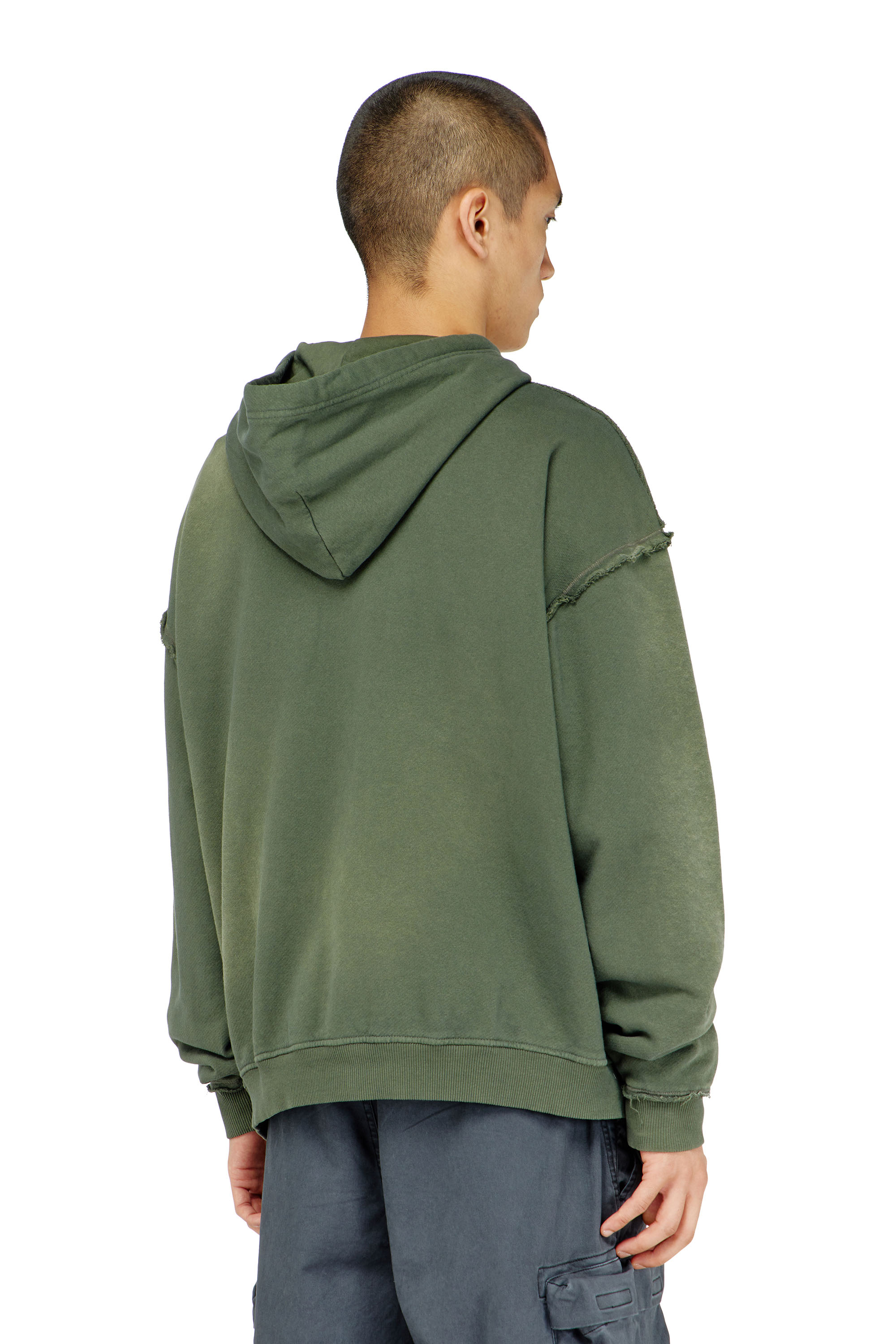Diesel - S-POCK-HOOD, Male's Faded cotton hoodie with frayed details in null - 4