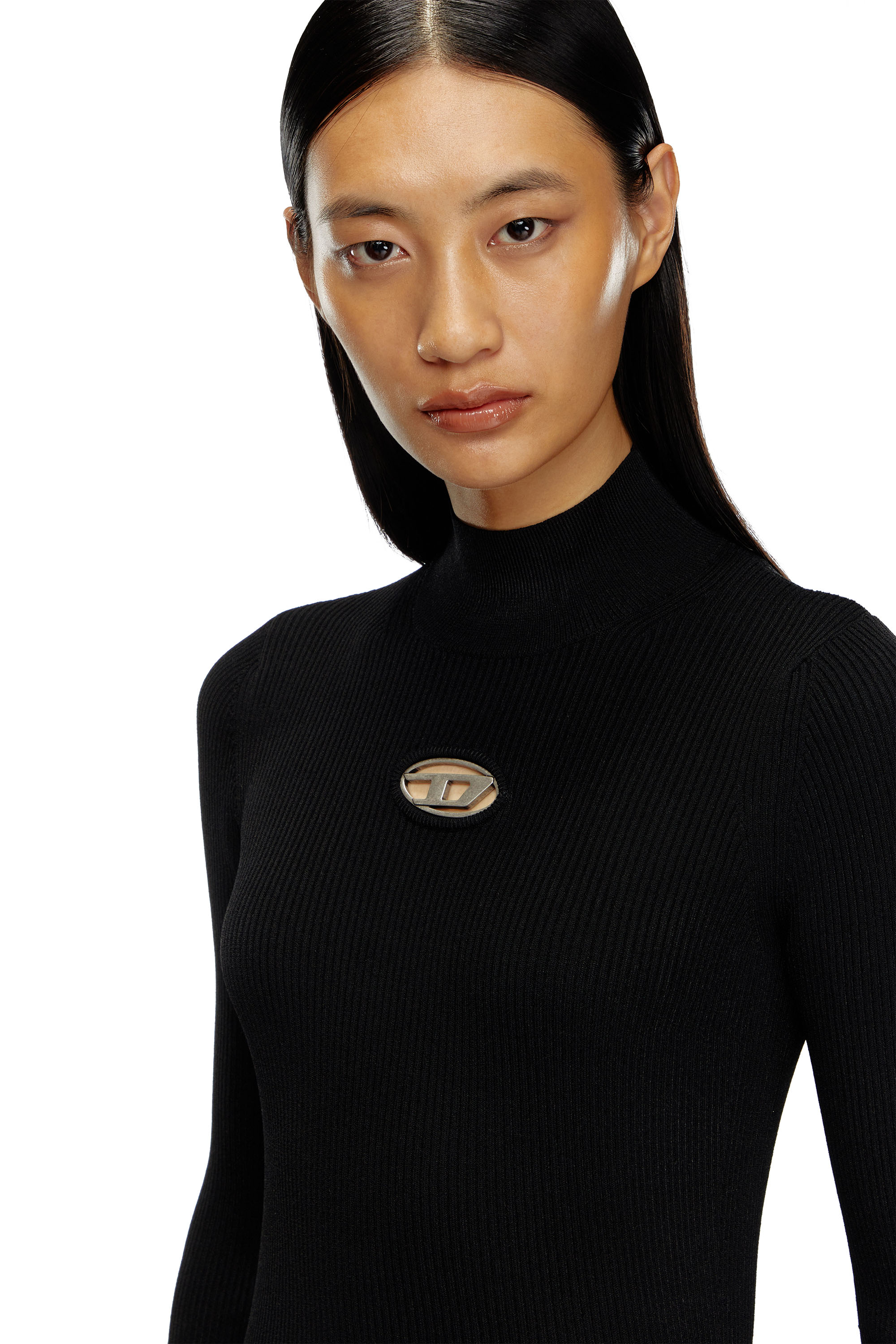 Diesel - M-VALARI-TN, Female's Rib-knit top in Black - 4