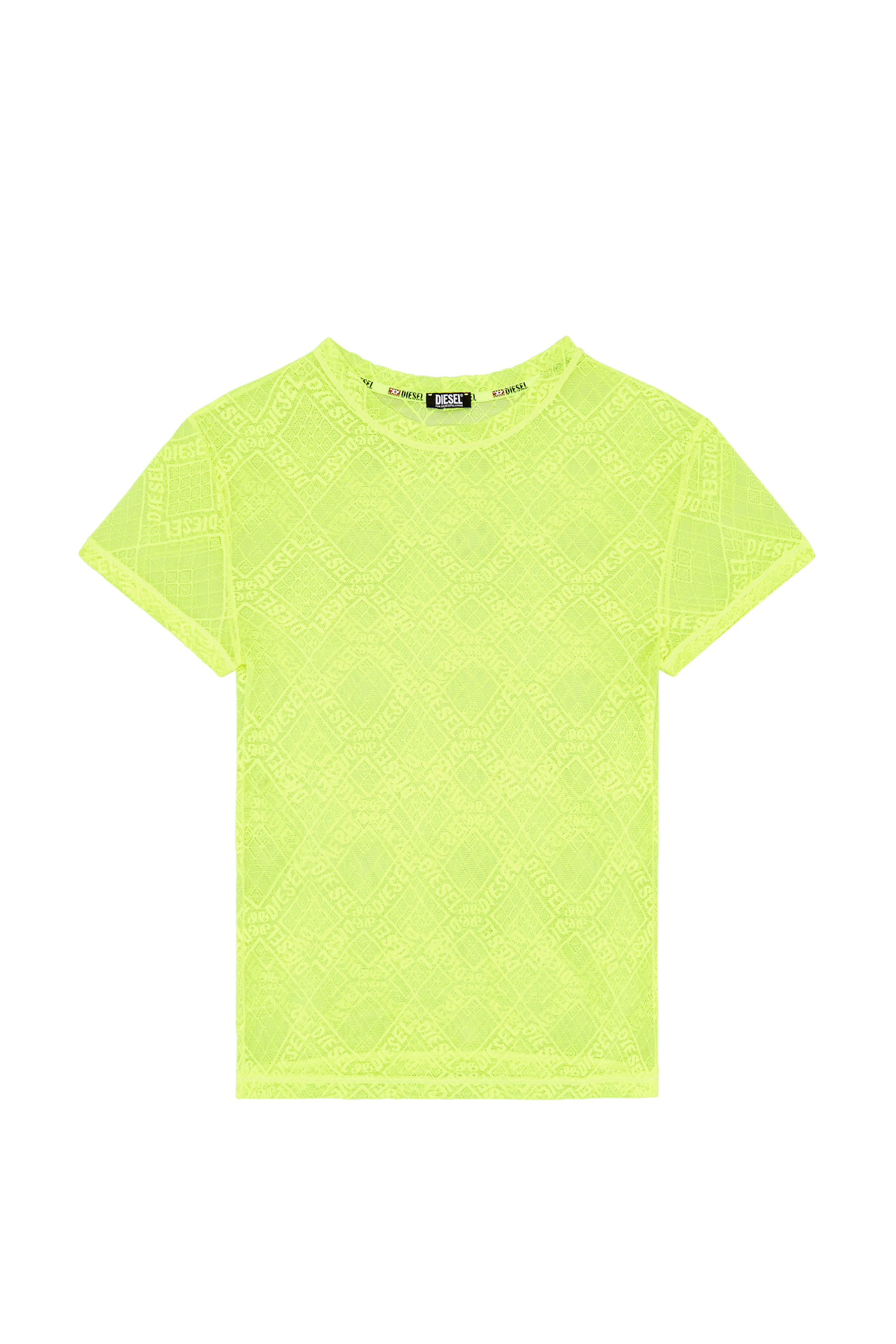 Diesel - UFTEE-MELANY, Camiseta de encaje el&aacute;stico Mujer in Amarillo - 2