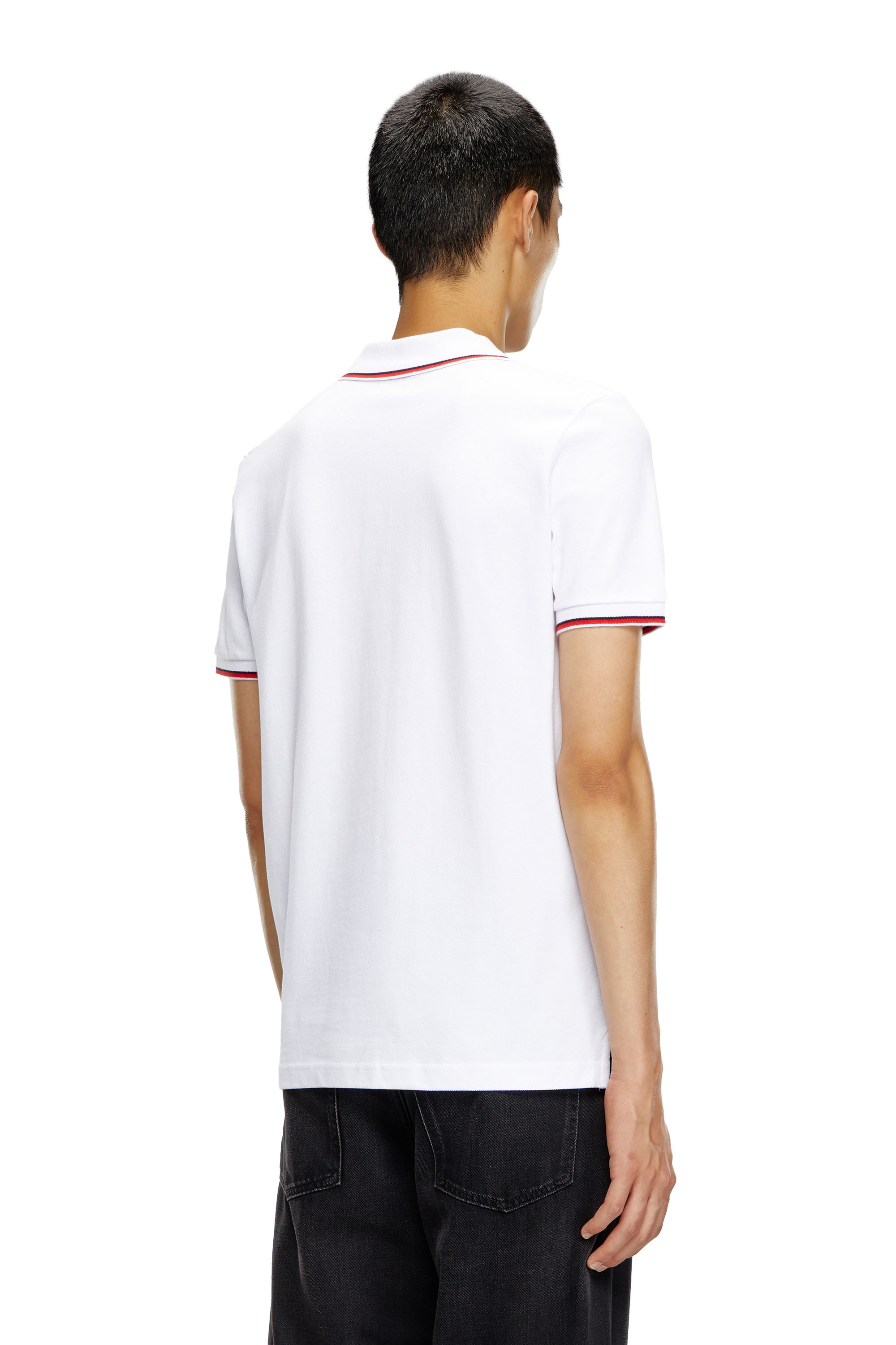 Diesel - T-SMITH-D, Man's Polo shirt with striped trims in White - 4