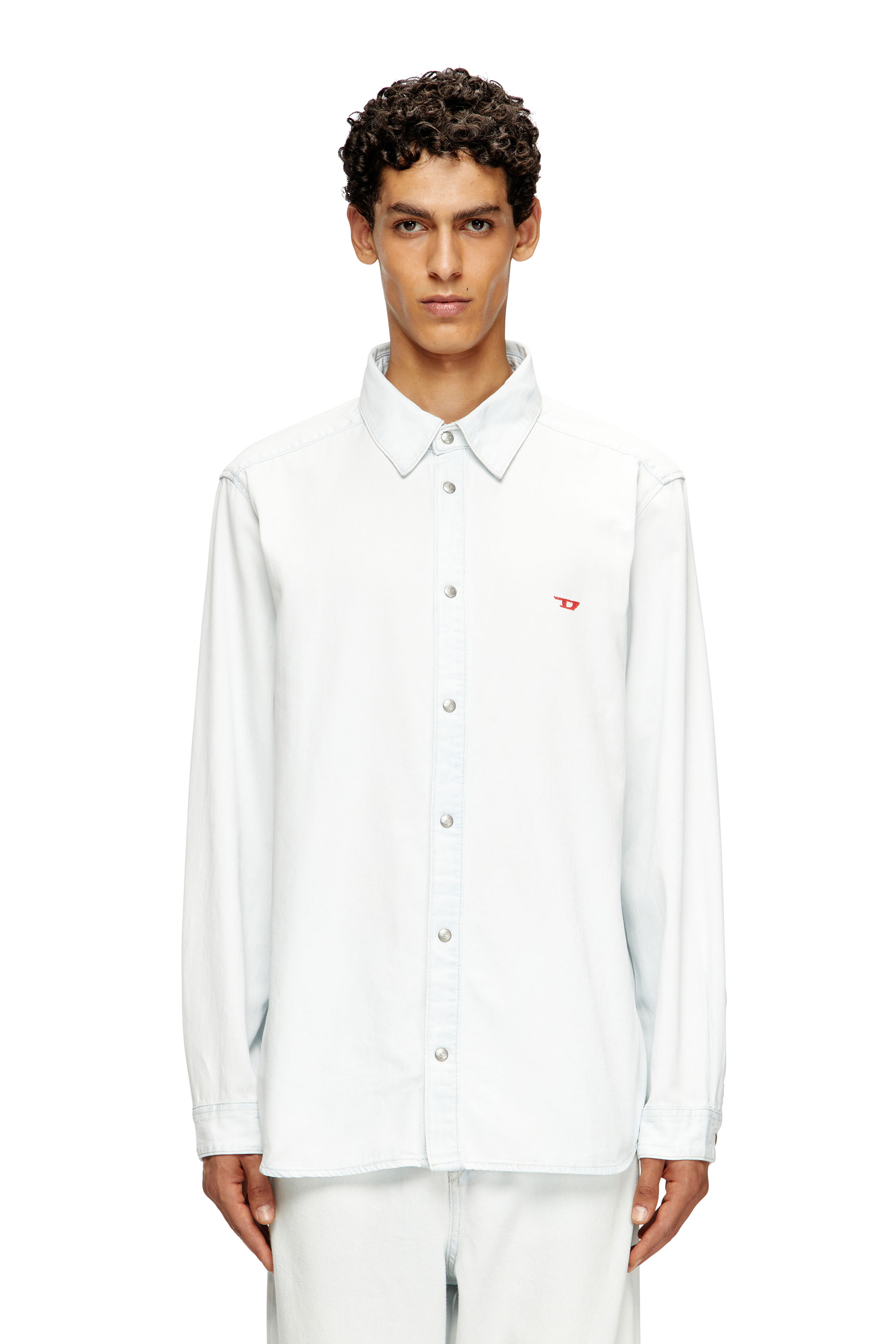 Diesel - D-SIMPLY, Male's Shirt in bleach-effect denim in Light Blue - 1