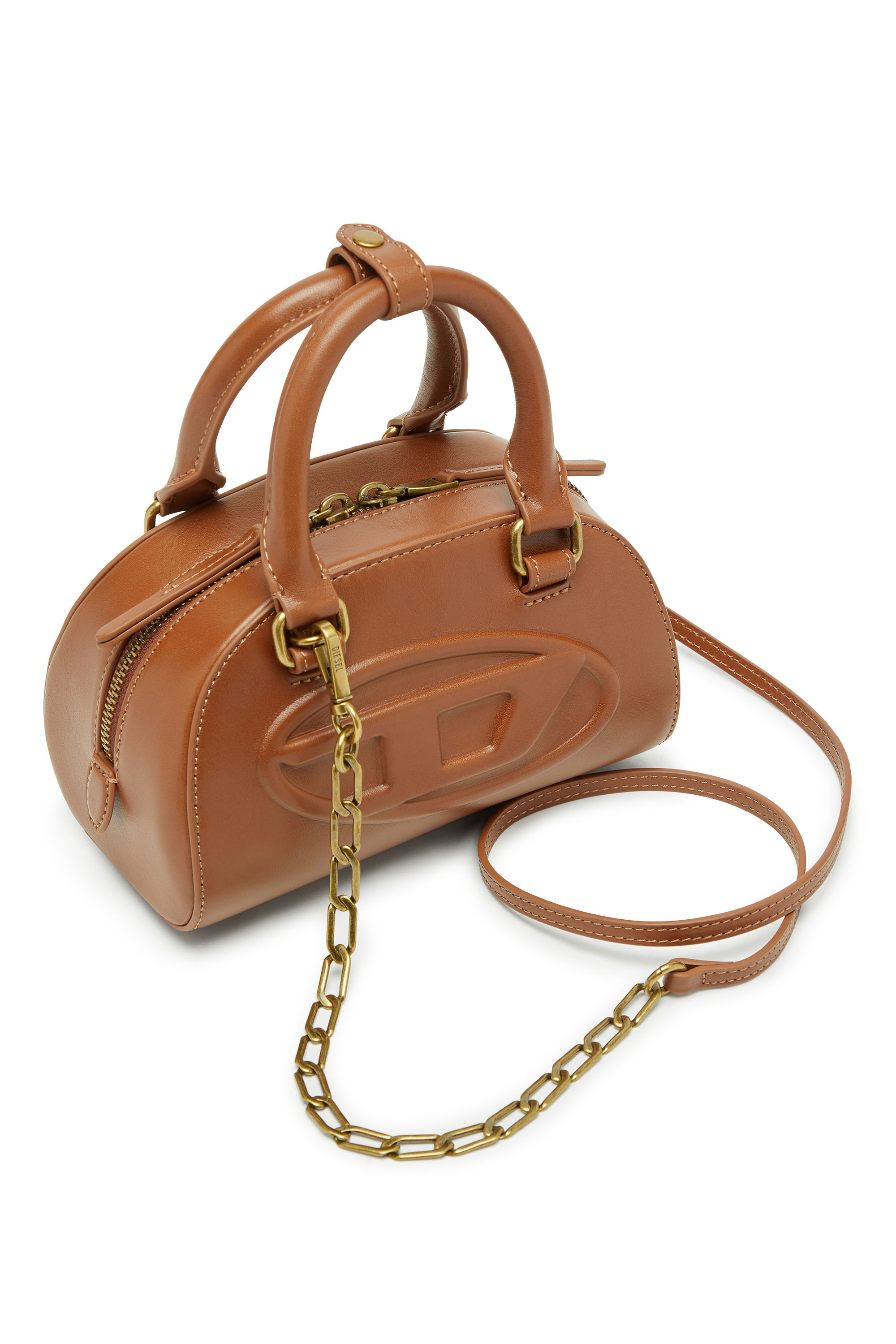 Diesel - 1DR DOME CROSSBODY, Female's 1DR Dome-Mini bowling bag in pull-up leather in Camel - 5