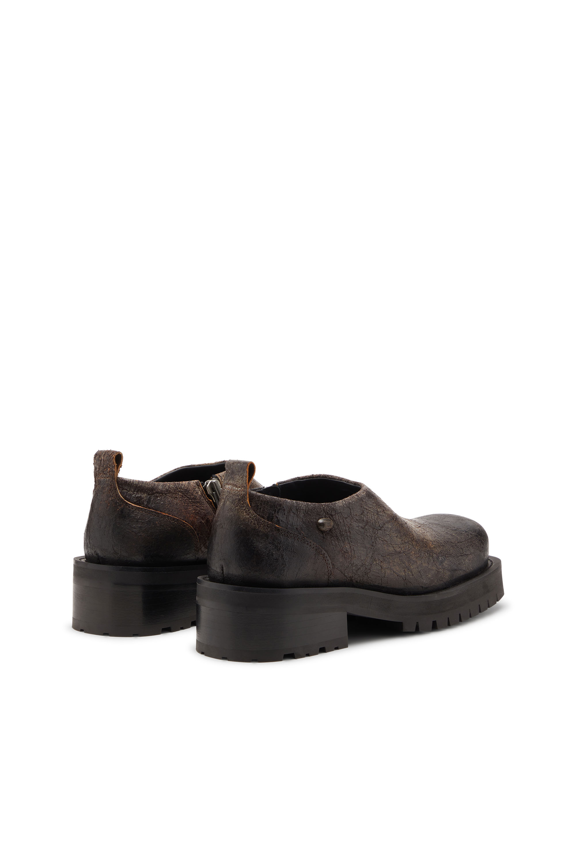 Diesel - D-TEXAN CLOG, Male's D-Texan-Zipped shoes in distressed crackled suede in Brown - 3