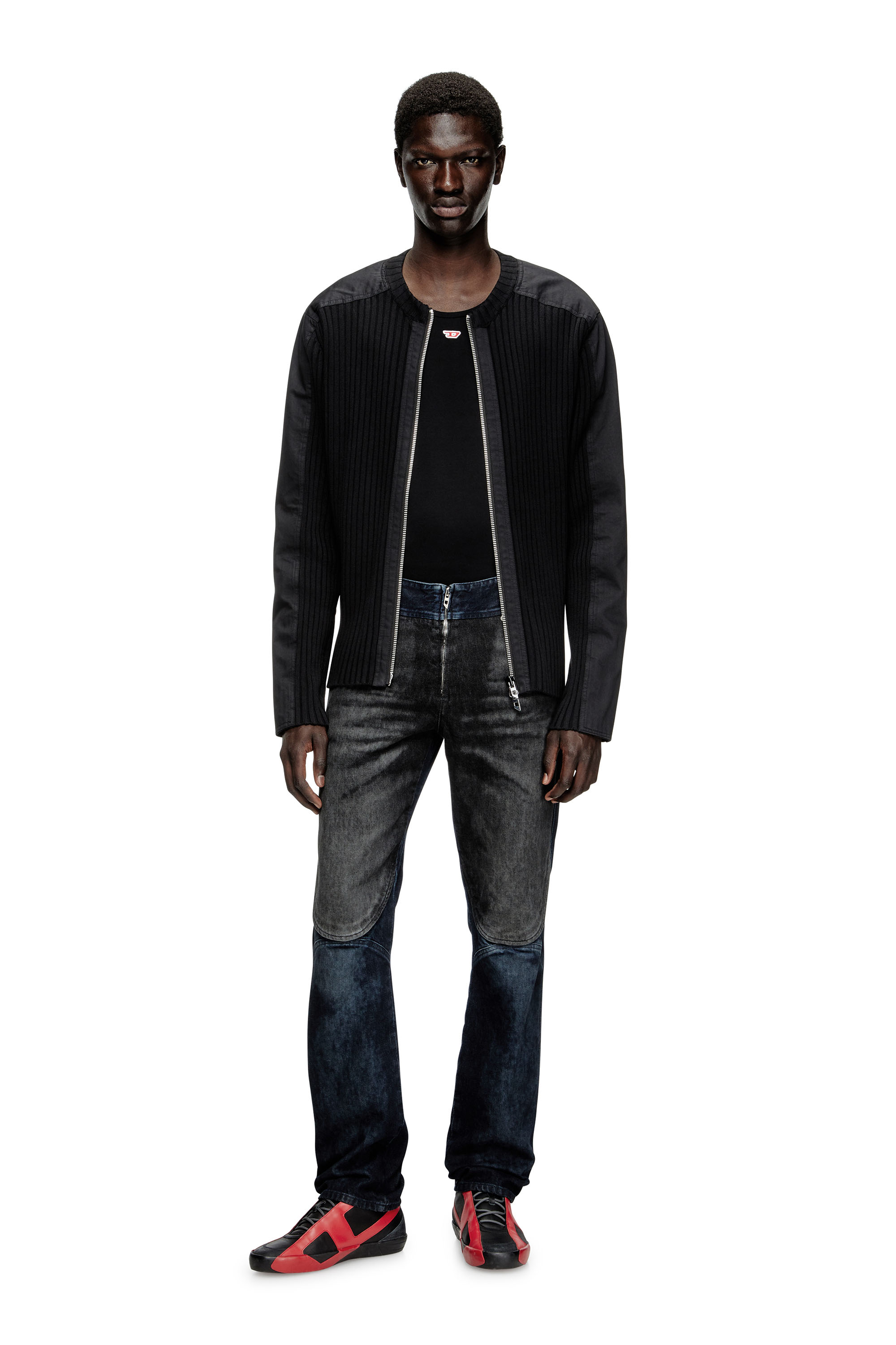 Diesel - K-MATTY, Male's Zipped cardigan with utilitarian panels in Black - 2