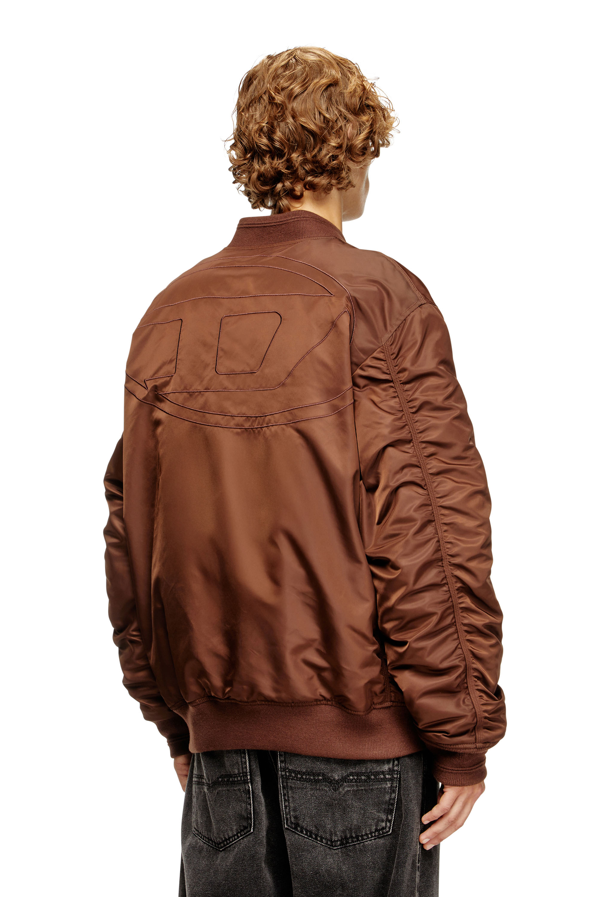 Diesel - J-HELD, Male's Bomber in padded nylon with Oval D in Brown - 3