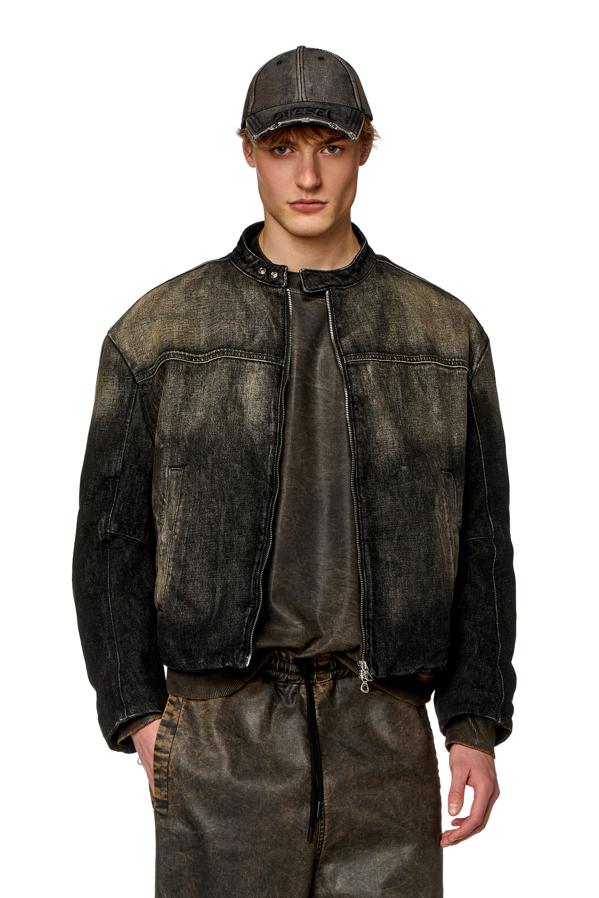 Diesel - D-MARGE-S, Man's Denim jacket in cotton and hemp in Black - 3