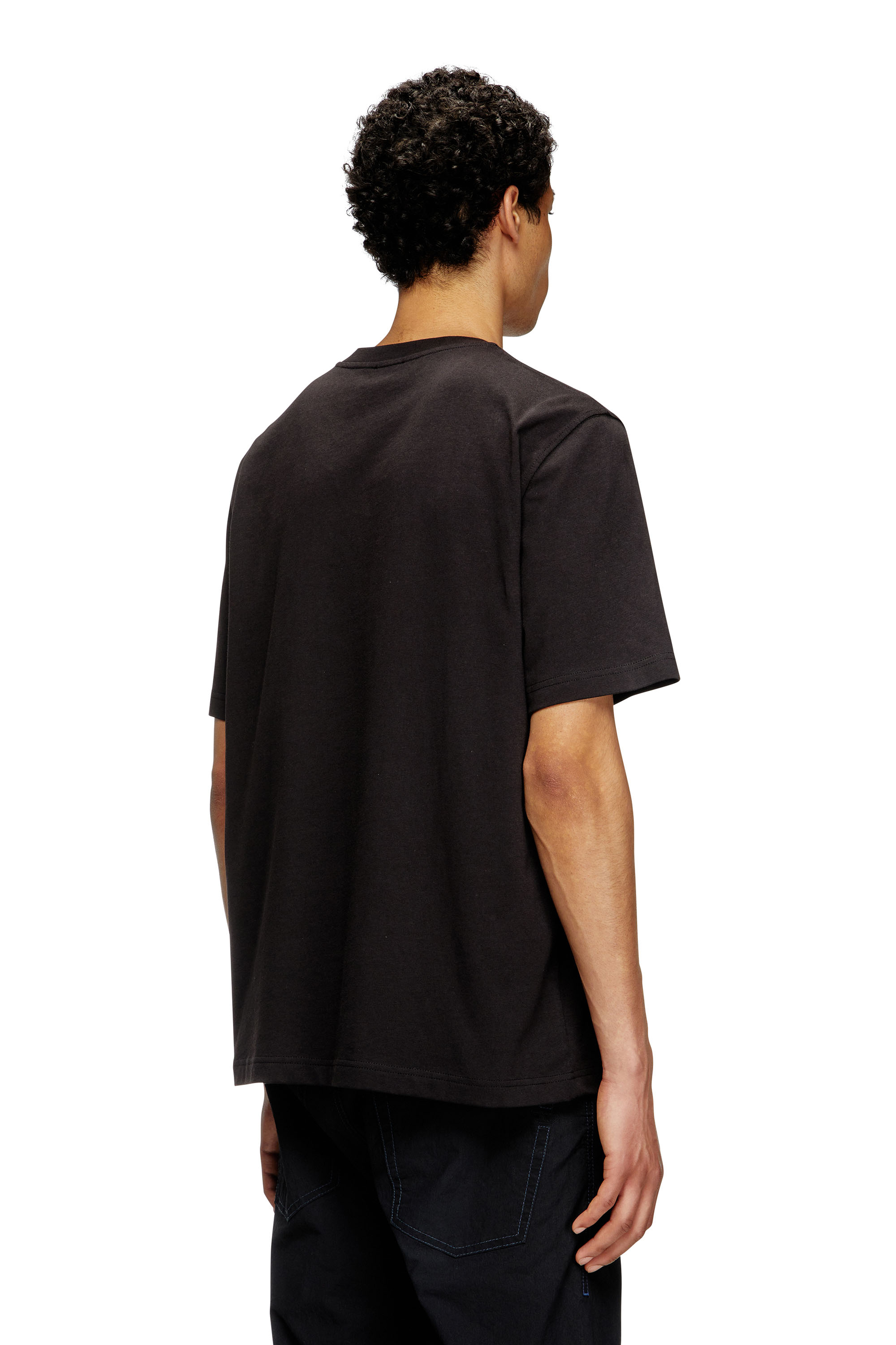 Diesel - T-ADJUST-BIGOVAL, Male's T-shirt with embossed Oval D in Black/Red - 4