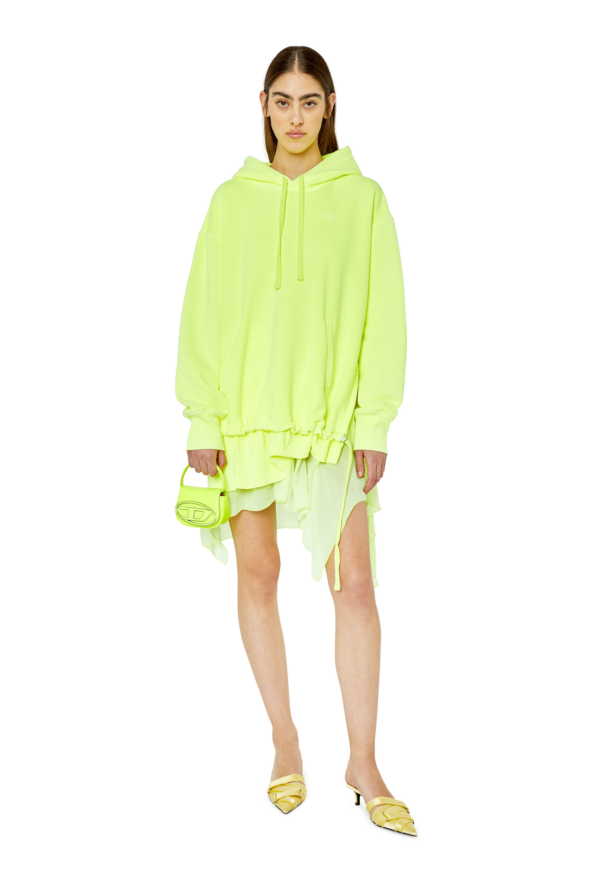 D-KITTIE ML, Yellow Diesel - D-KITTIE ML, Woman's D-Kittie ML - Satin mules with criss-cross toe in Yellow - 7