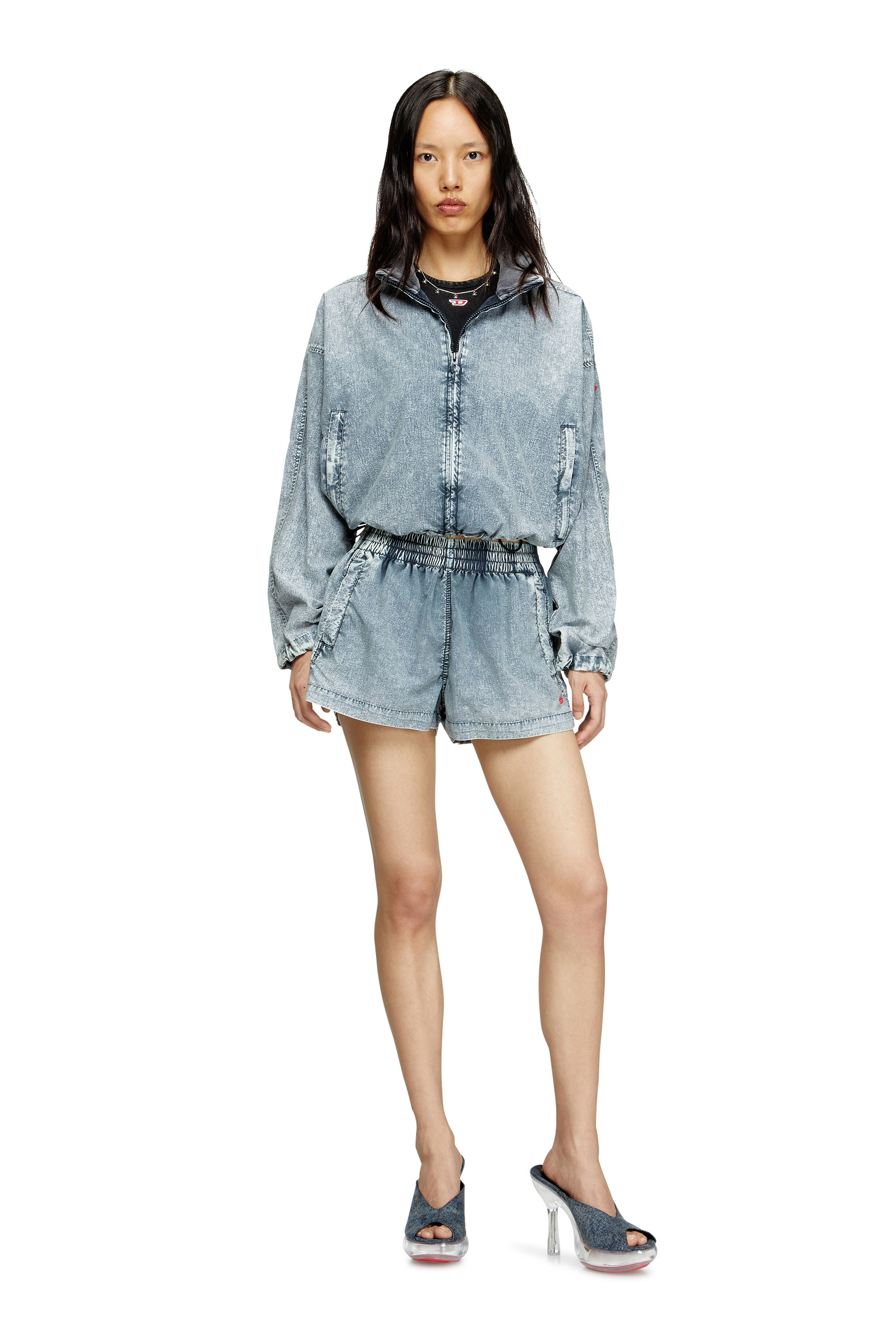 G-LEAM-R1, Light Blue Diesel - G-LEAM-R1, Female's Cropped jacket in recycled nylon taslan in Light Blue - 1