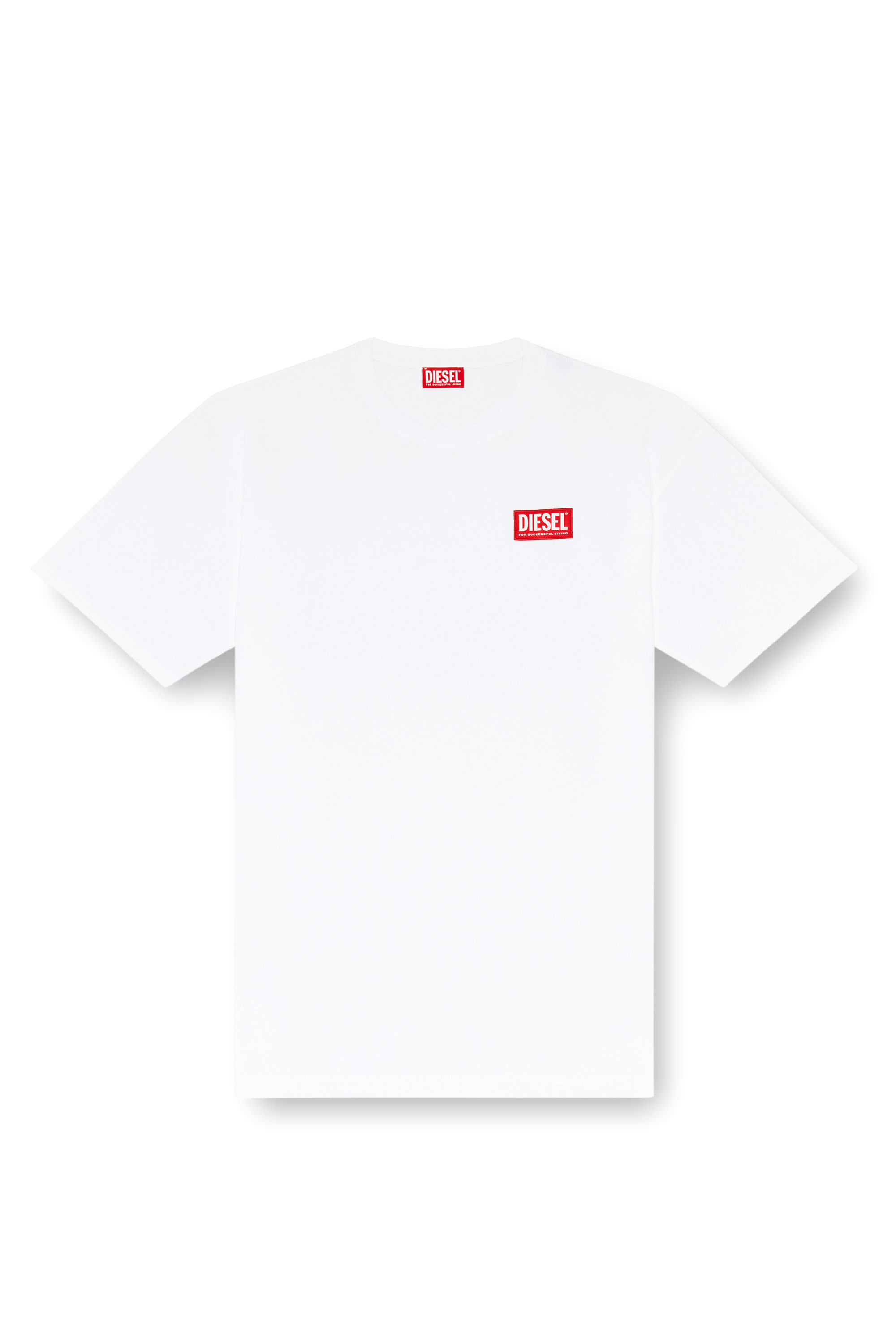 Diesel - T-BOXT-LAB, T-shirt avec empiècement à logo en jacquard Homme in Blanc - 3