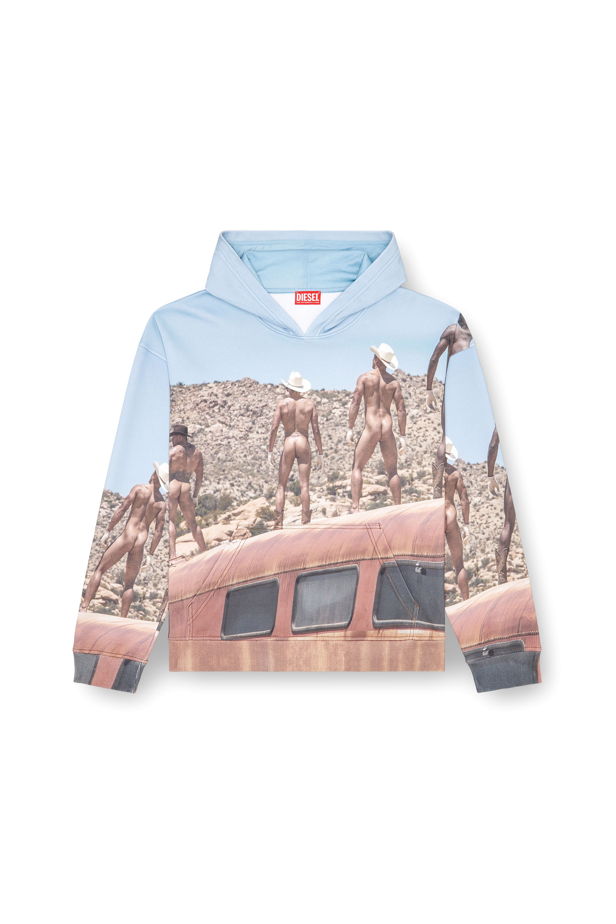 Diesel - PR-S-NLABEL-HOOD-HVB, Sweat-shirt à capuche avec imprimé all-over Mixte in Bleu - 4
