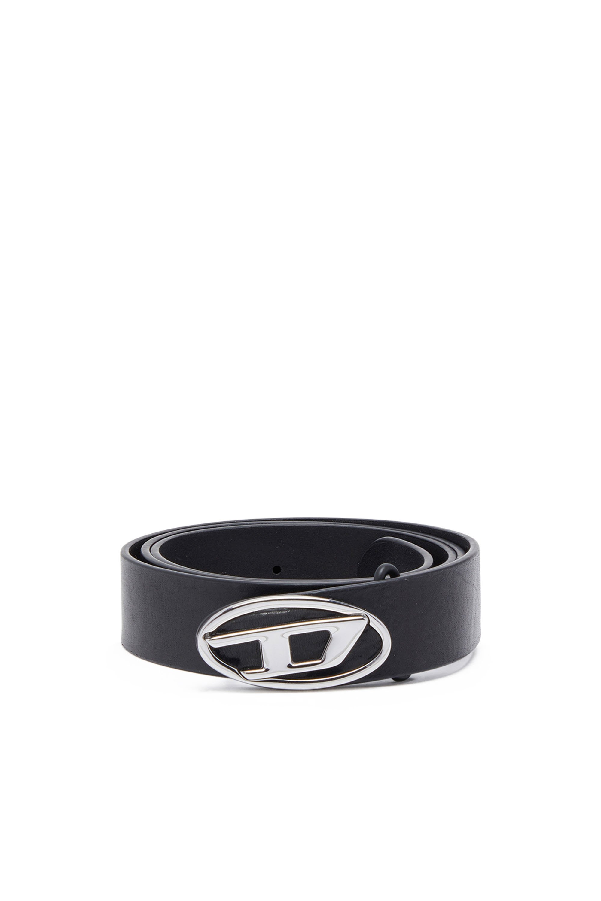 Diesel - B-1DR-LAYER, Male's 2.9cm leather belt with oval d logo in Black - 1
