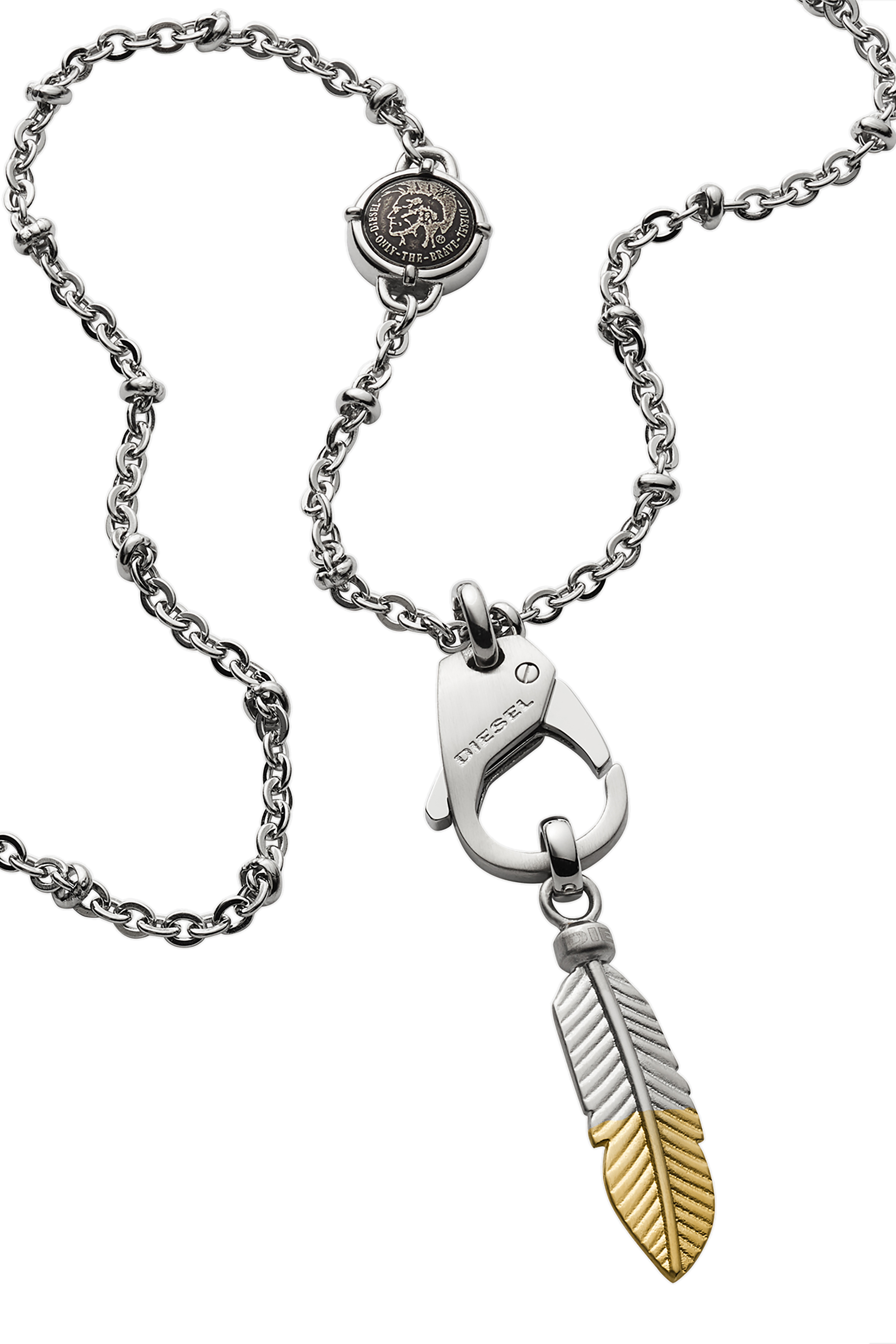 DX1204 Man: Feather pendant stainless steel necklace Diesel